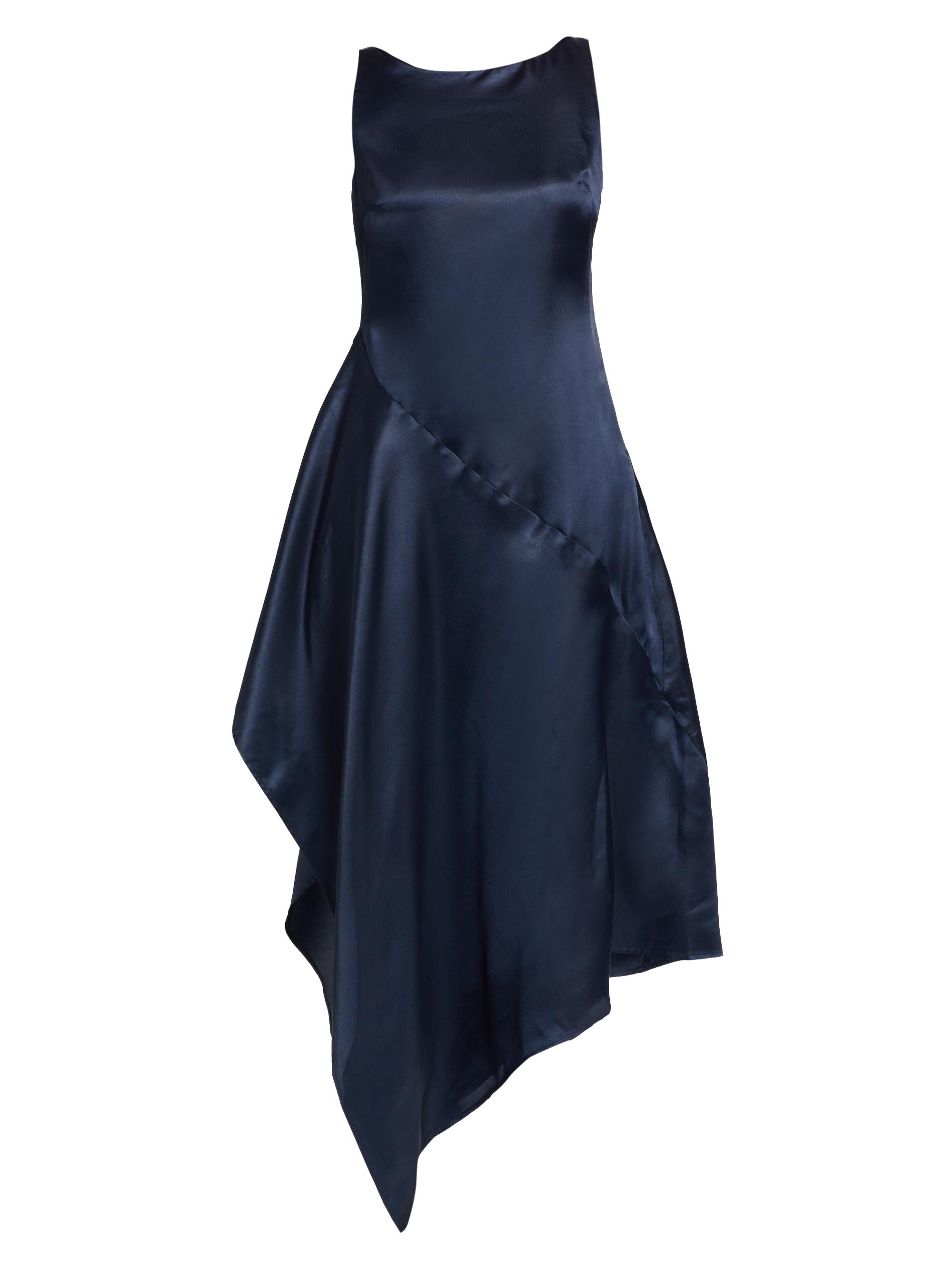 Azeeza Women's Manisha Satin Asymmetric Midi-Dress - Deep Sea