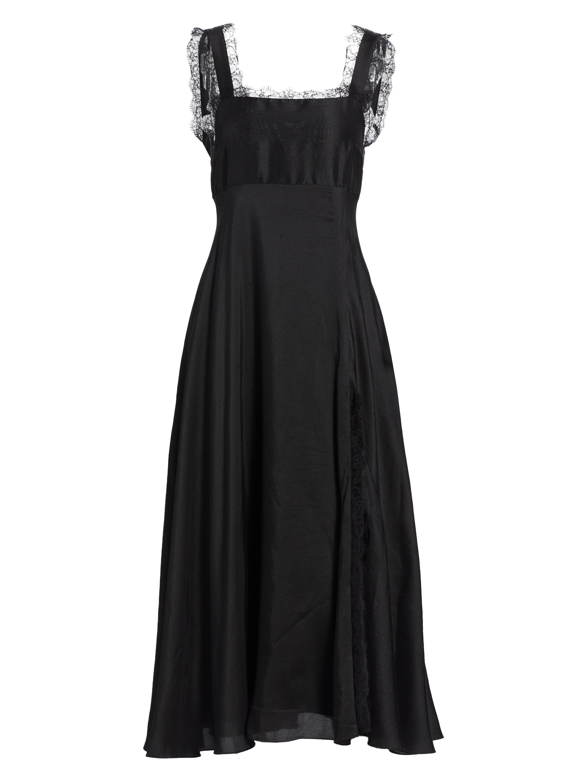 Azeeza Women's Aubrey Silk Lace-Trim Midi-Dress - Black
