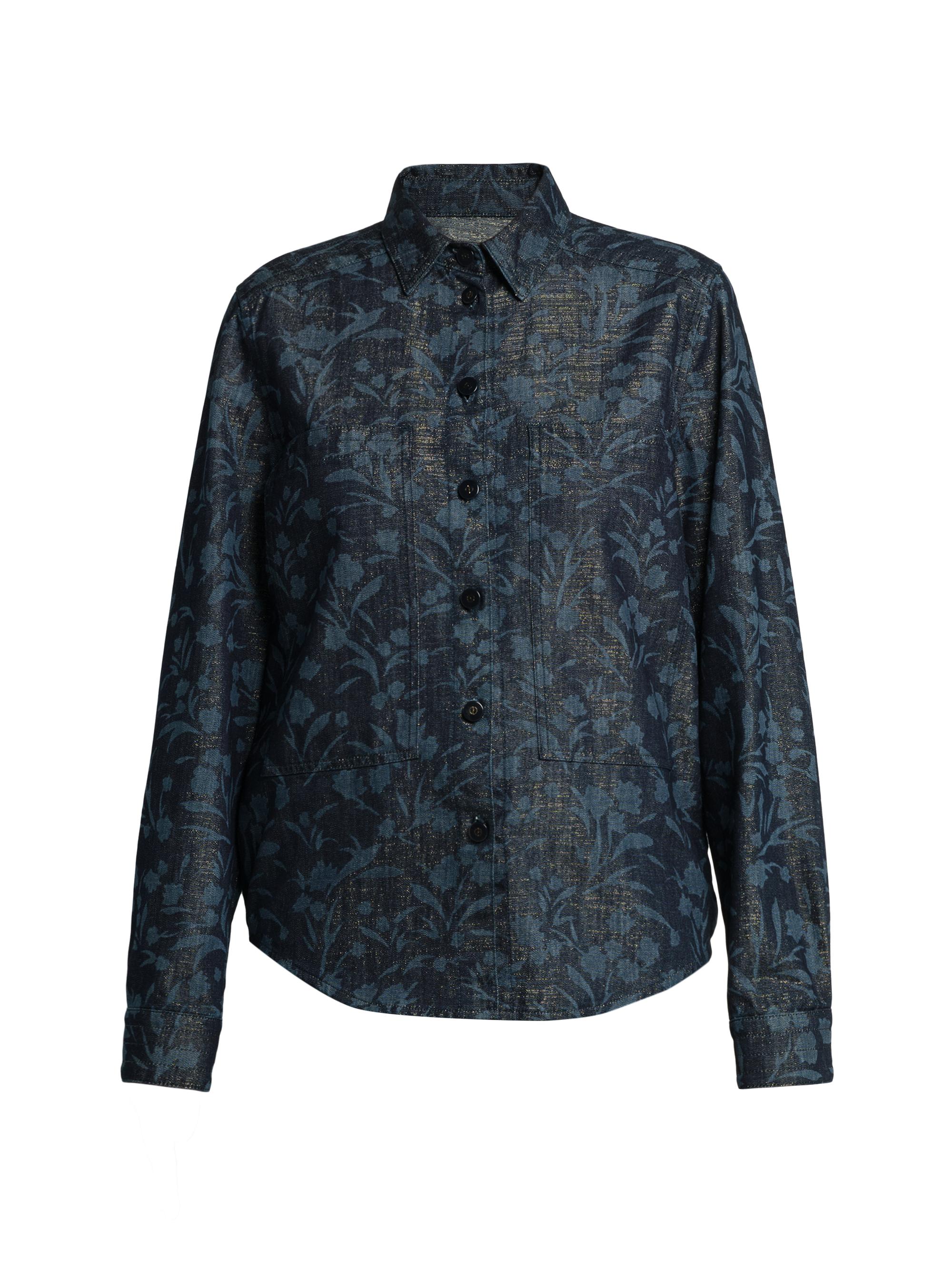 Giorgio Armani Women's Floral Cotton-Blend Metallic Blouse - Graphite