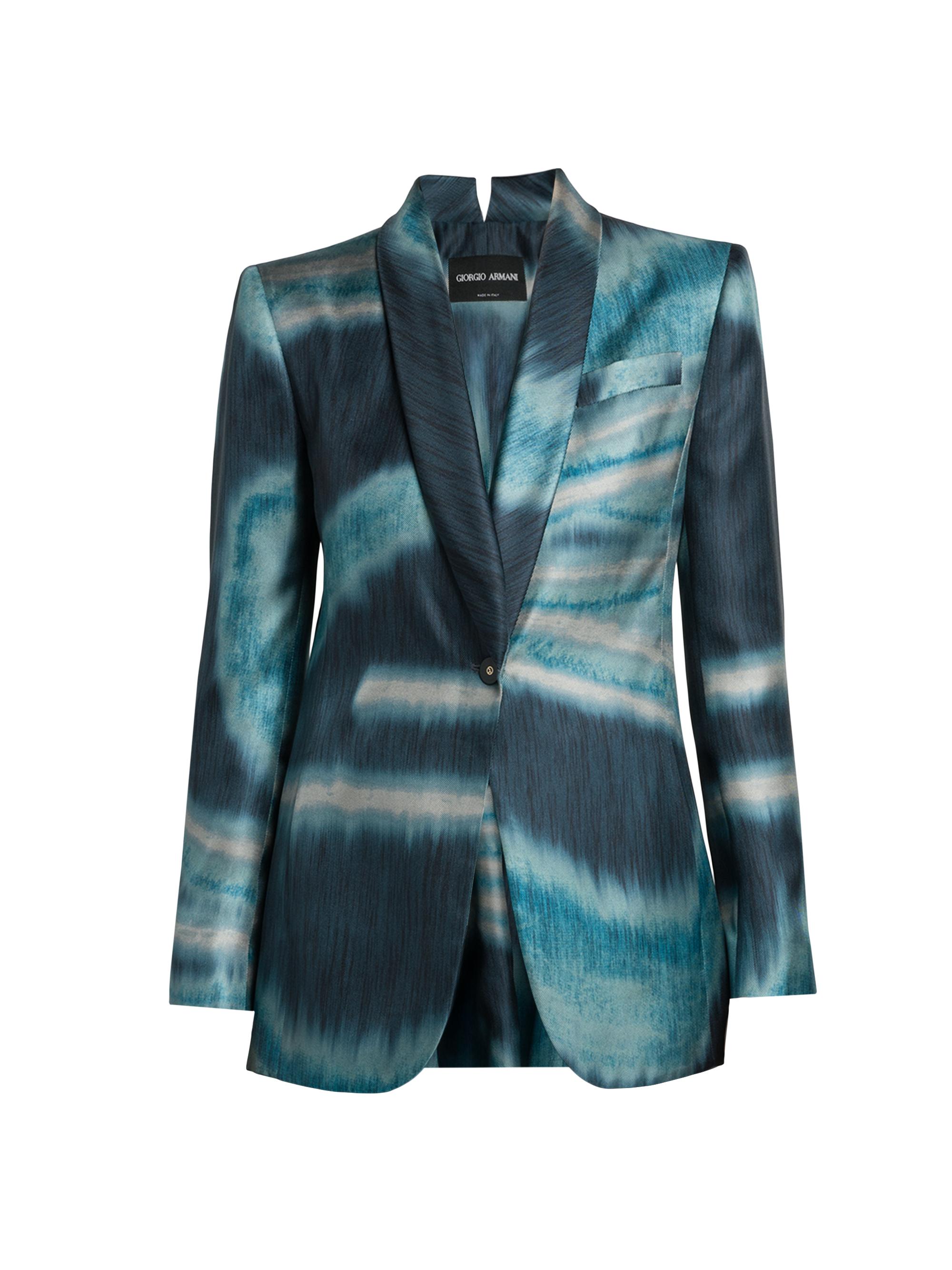 Giorgio Armani Women's Tie-Dye Silk Blazer - Steeple Gray