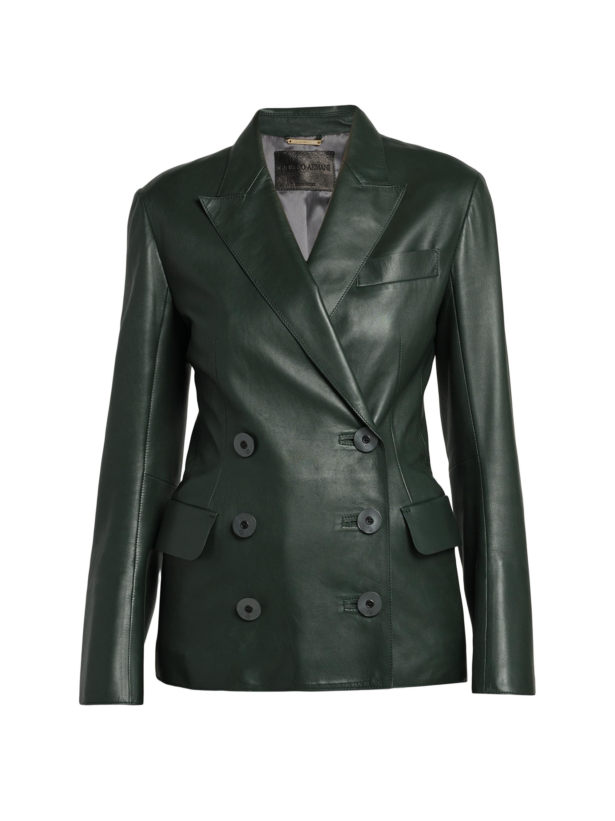 Giorgio Armani Leather Double-Breasted Blazer | Saks Fifth Avenue