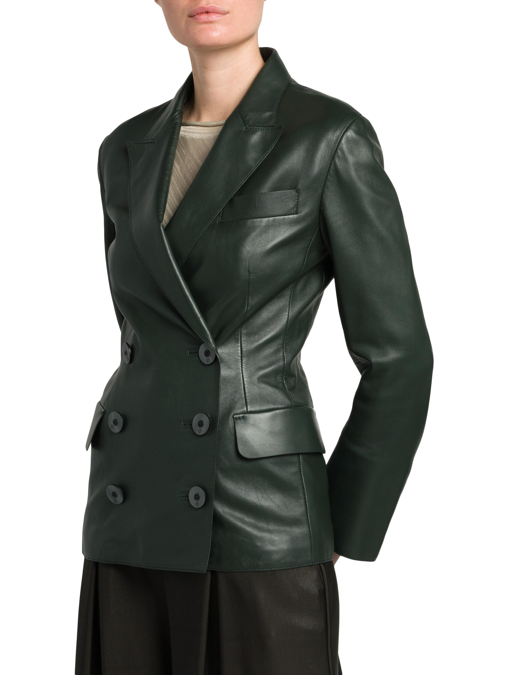 Giorgio Armani Leather Double-Breasted Blazer | Saks Fifth Avenue