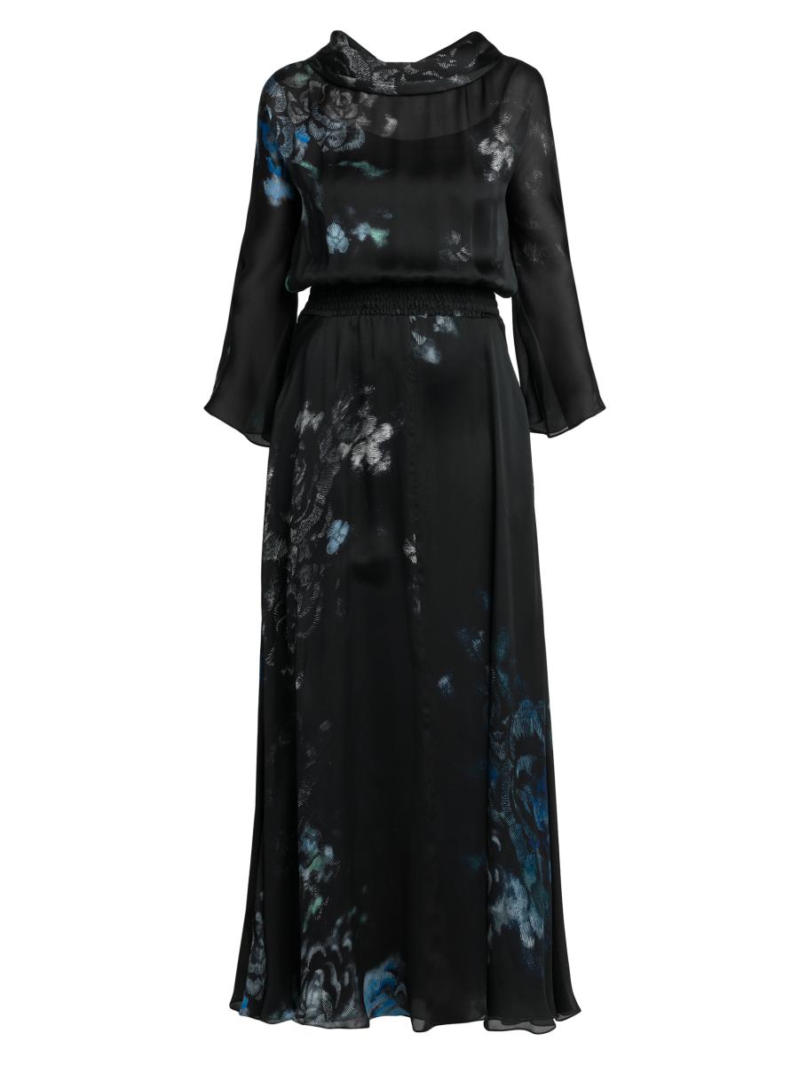 white christmas dresses 1990s Giorgio Armani Black Silk Chiffon Heavy Beaded Cocktail Dress main image 0