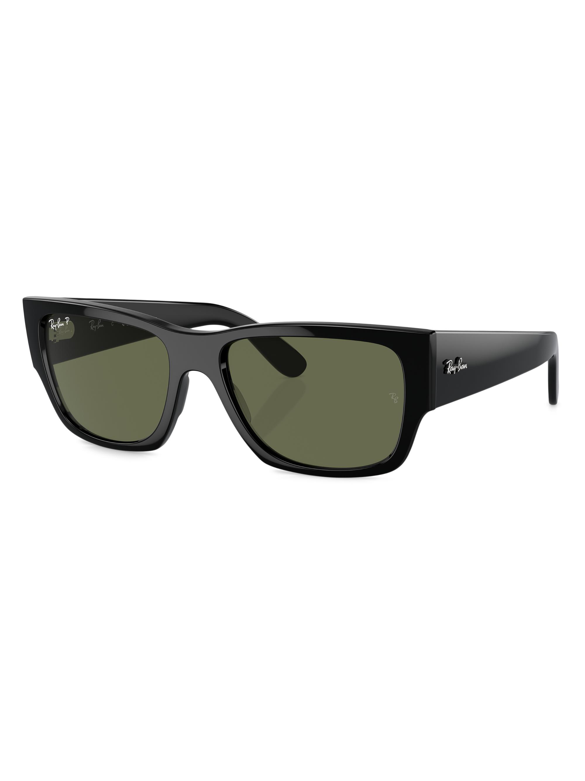 Ray-Ban Women's RB0947S Carlos 56MM Rectangular Sunglasses - Black Dark Green