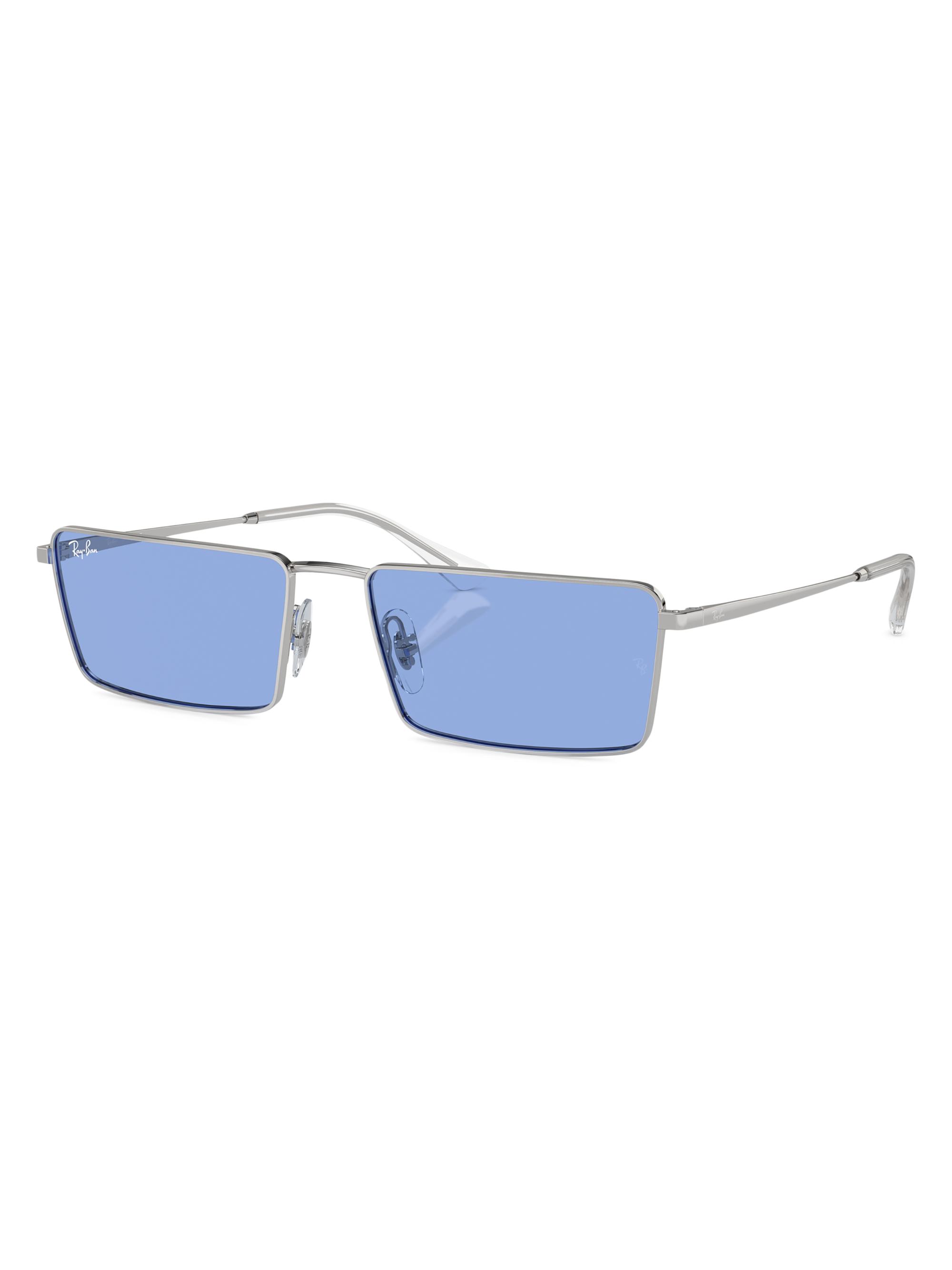 Ray-Ban Women's RB3741 Emy 59MM Rectangular Sunglasses - Silver Sky Blue