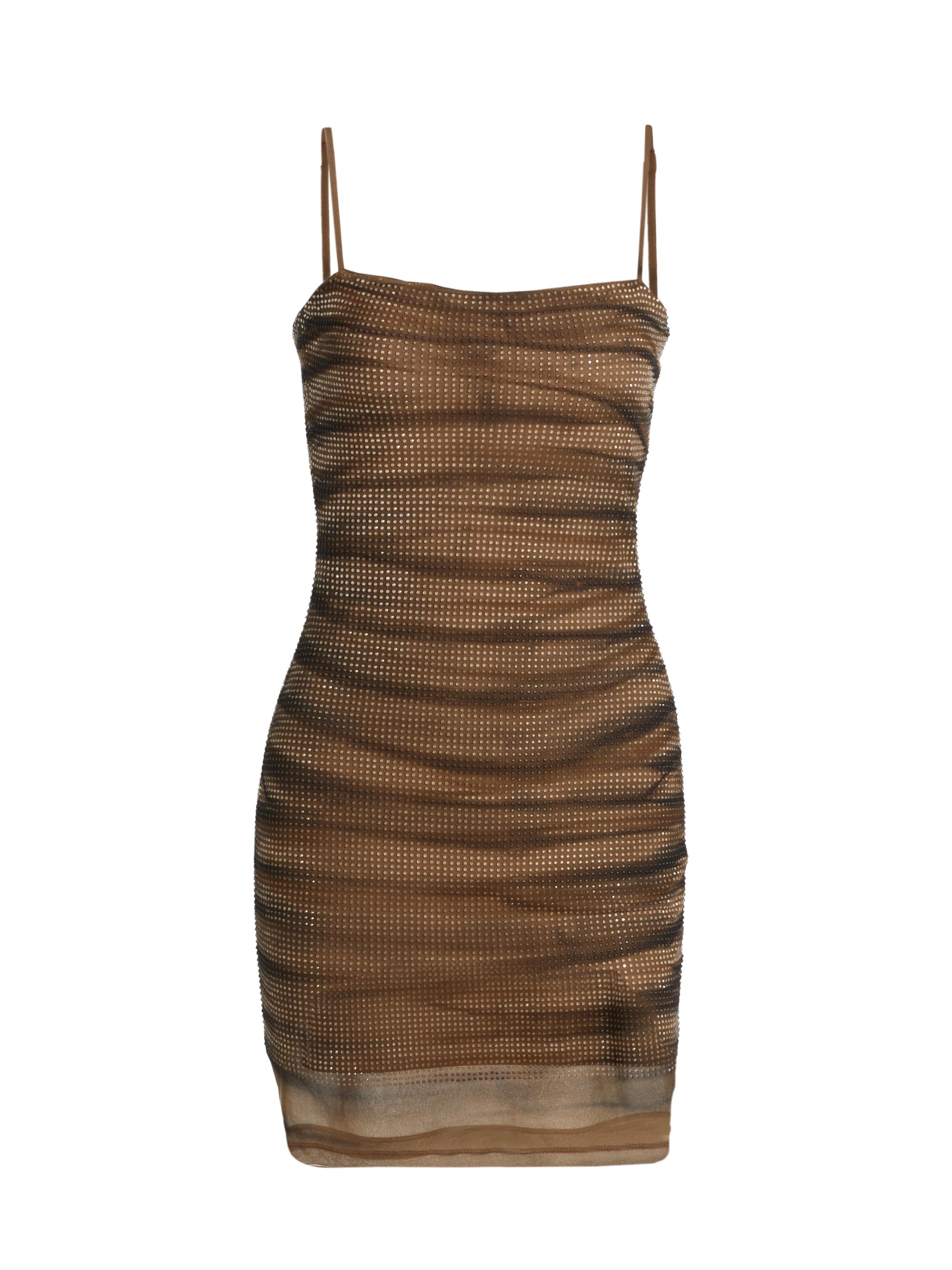 Alexander Wang Women's Tiger-Stripe Hotfix Crystal Minidress - Campfire