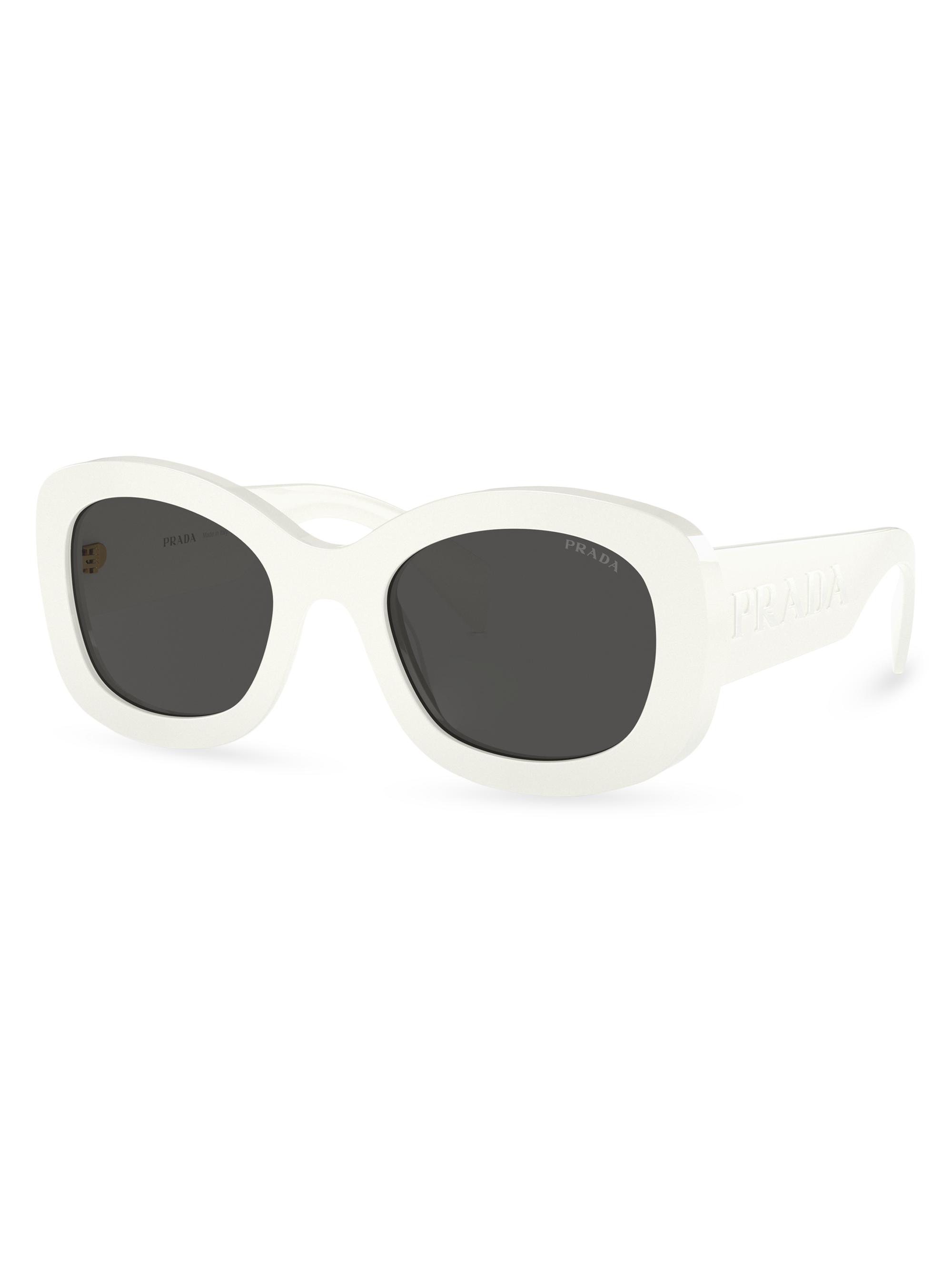Prada Women's 55MM Oval Sunglasses - White Dark Grey