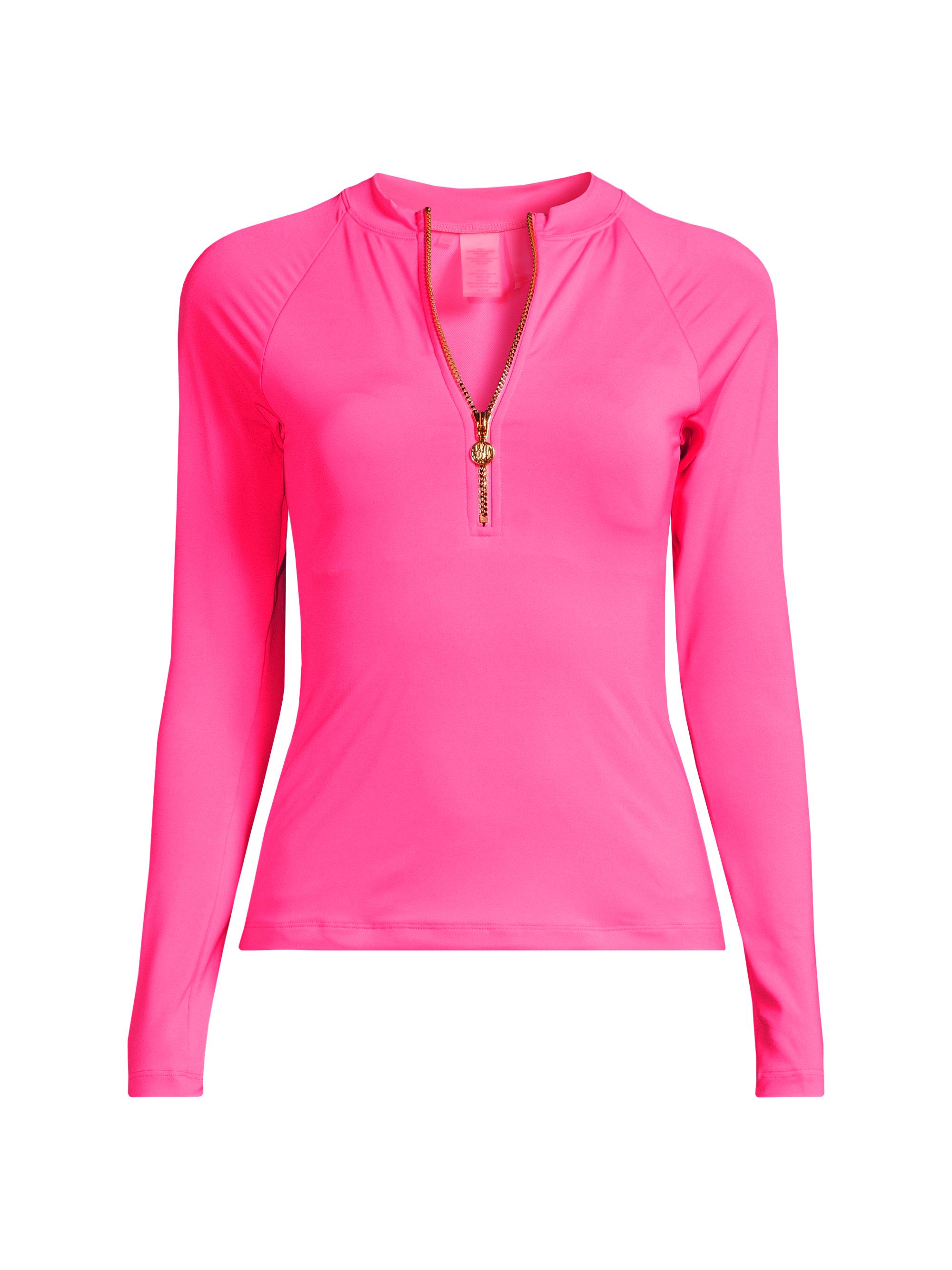 Lilly Pulitzer Women's Nayte Half-Zip Rashguard Top UPF 5 - Roxie Pink