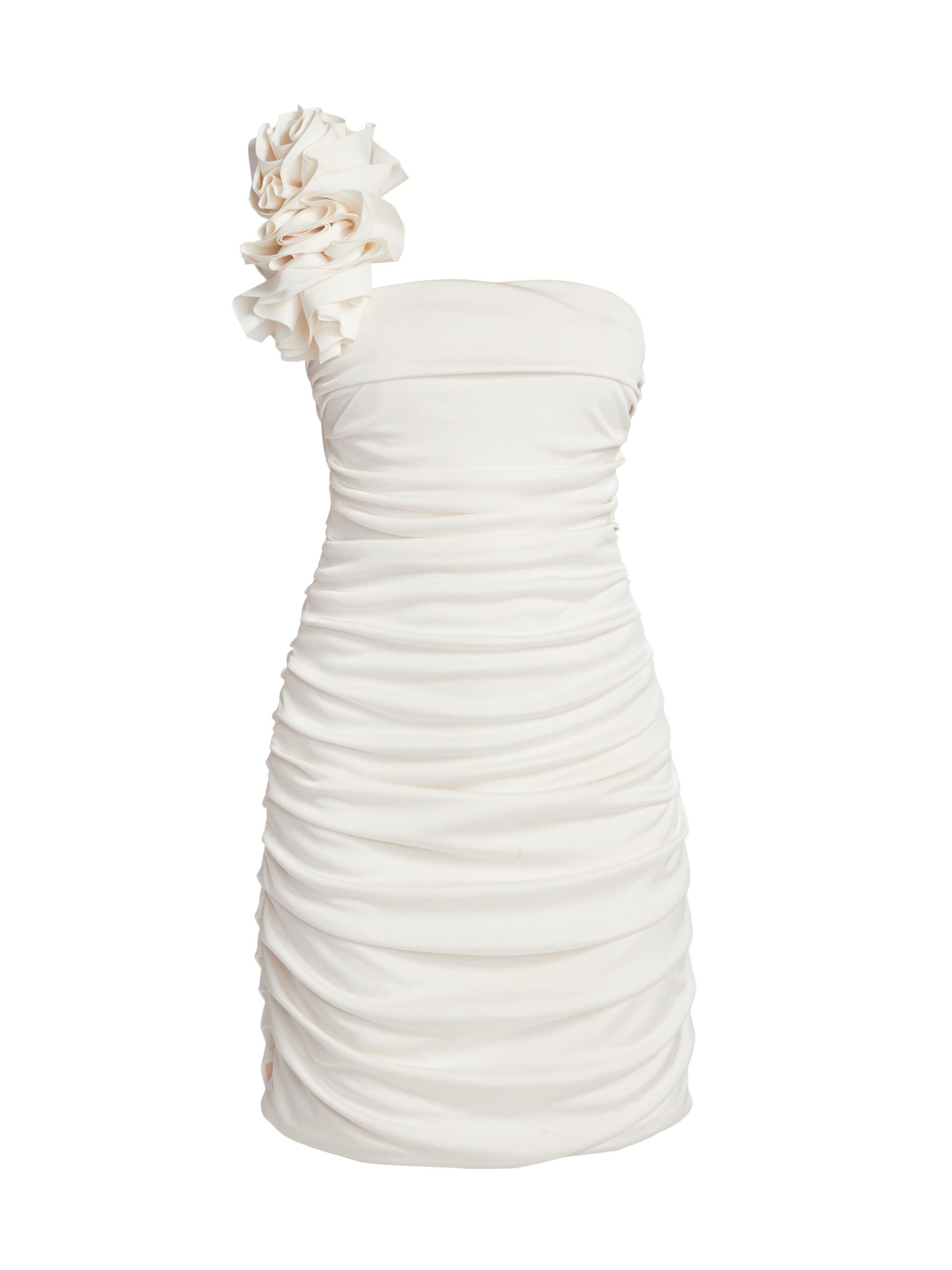 ML Monique Lhuillier Women's Farren Ruffle One-Shoulder Minidress - Ecru