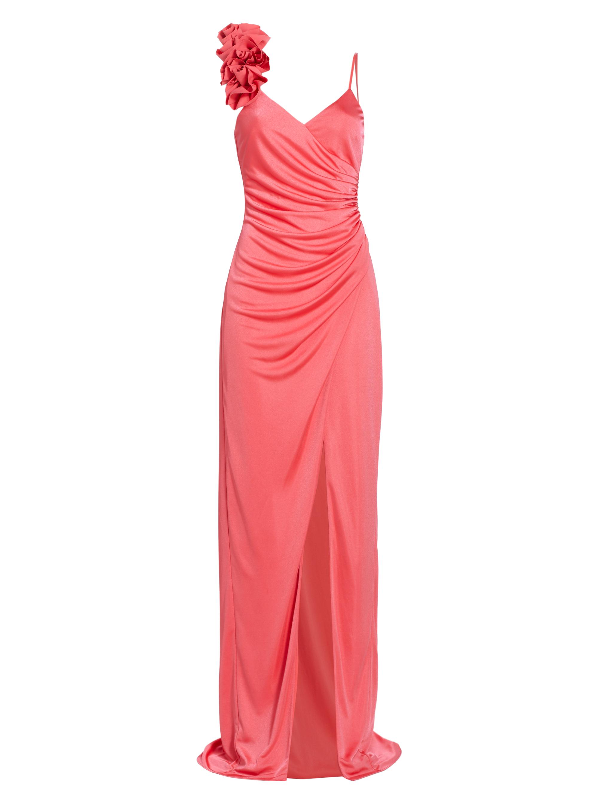 ML Monique Lhuillier Women's Rosa Jersey Floral Appliqué Gown - Calypso Coral