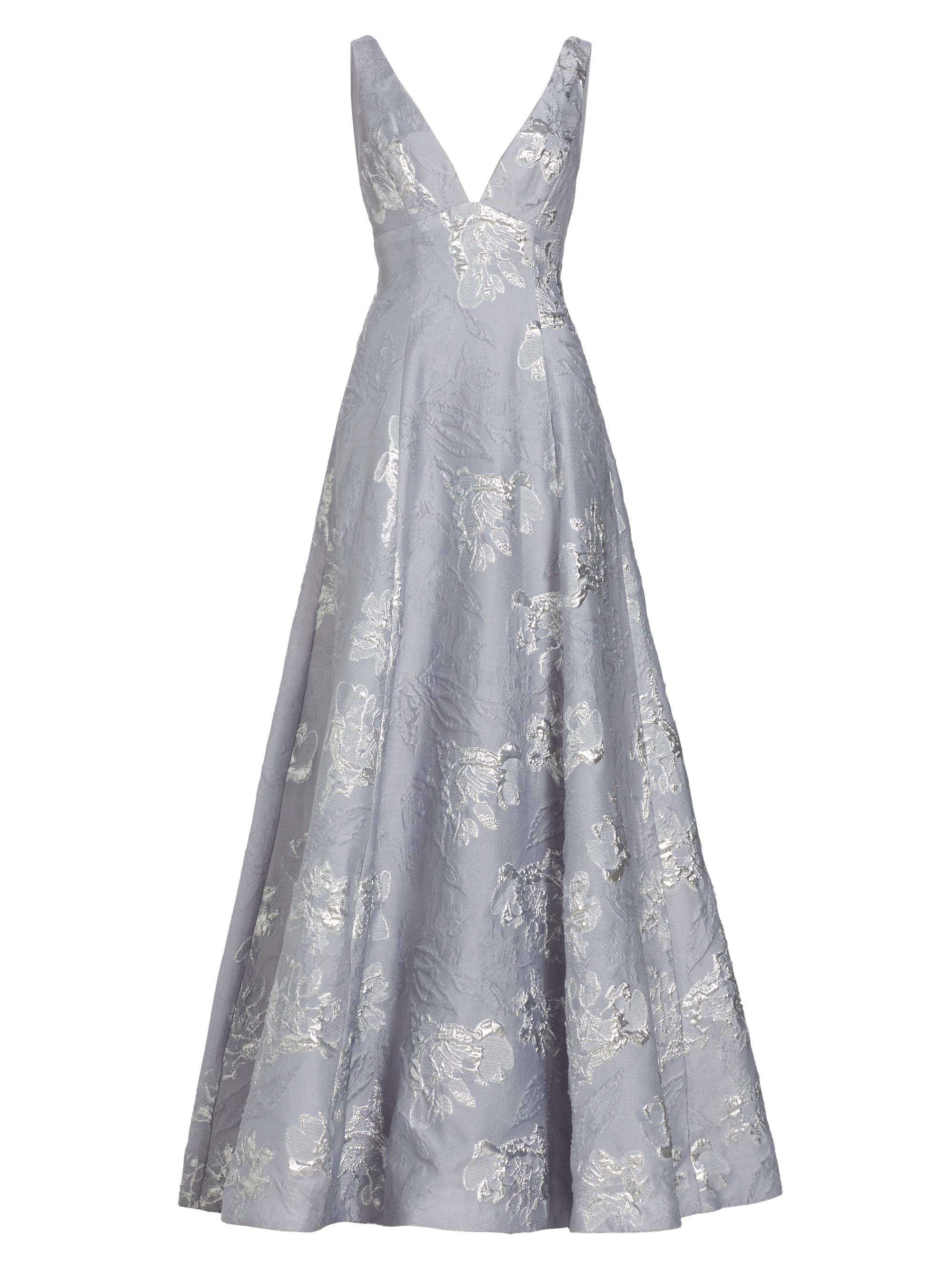 ML Monique Lhuillier Women's Madeline Jacquard Gown - Silver