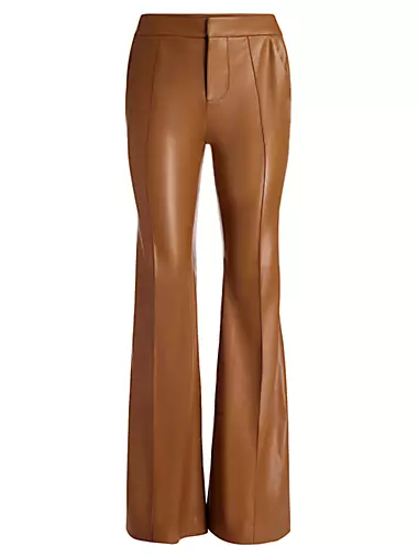 Faux Leather Seamed Boot Cut Pant