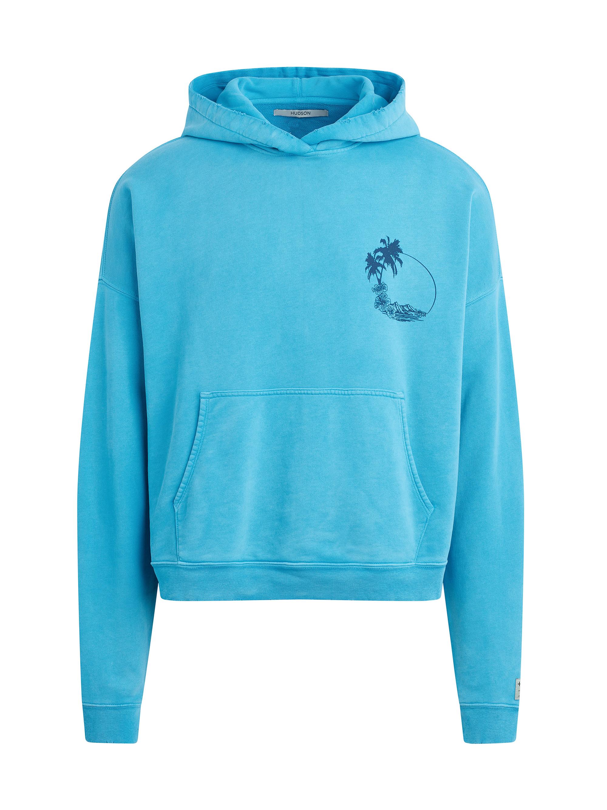 Hudson Jeans Men's Cropped Logo Hoodie - Ocean