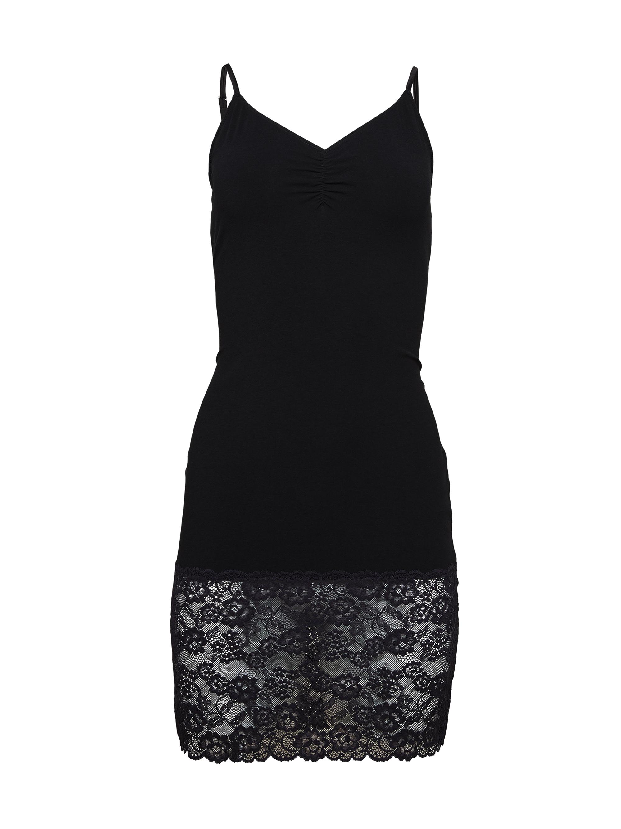 Fleur du Mal Women's Lace-Trimmed Stretch Cotton Slipdress - Black