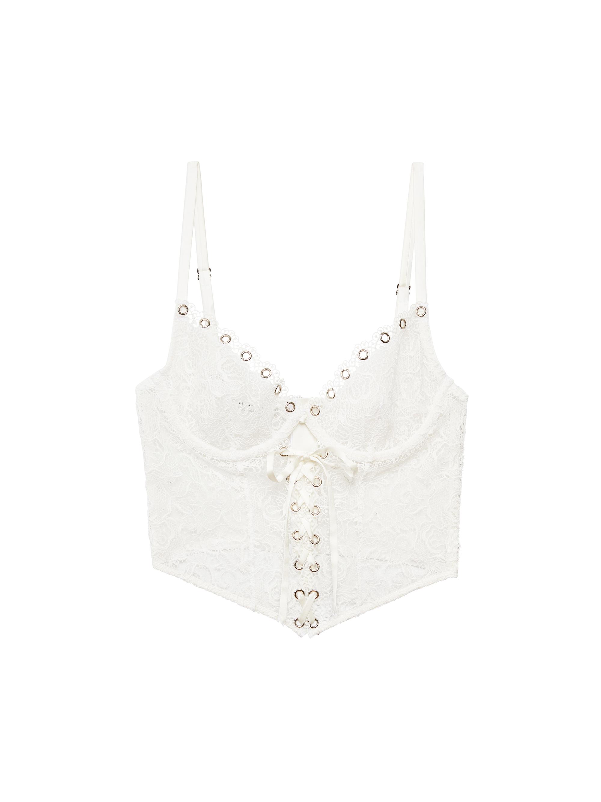 Fleur du Mal Women's Grommet Lace-Up Bustier Bra -