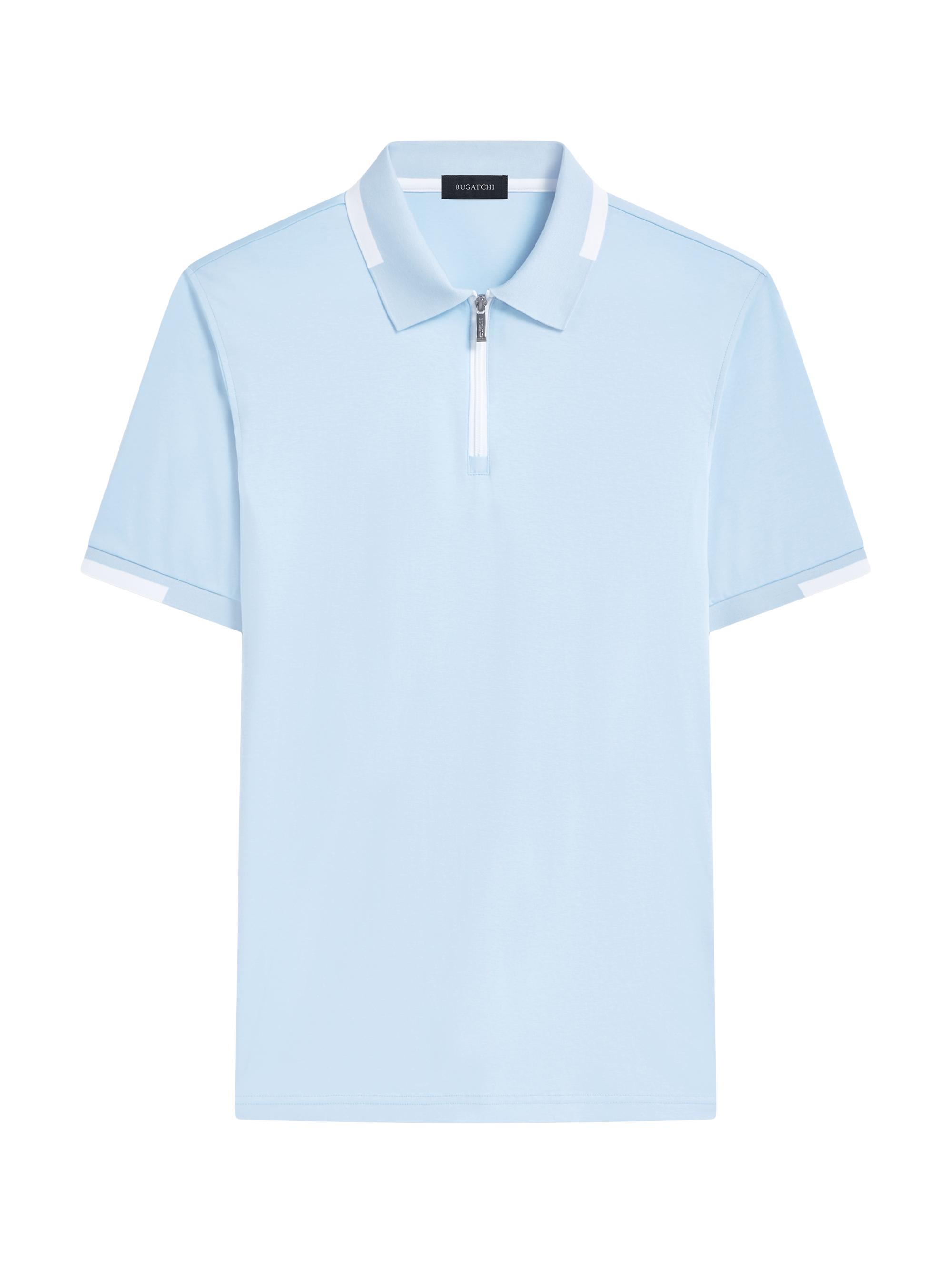 Bugatchi Men's Cotton Quarter-Zip Polo Shirt - Sky