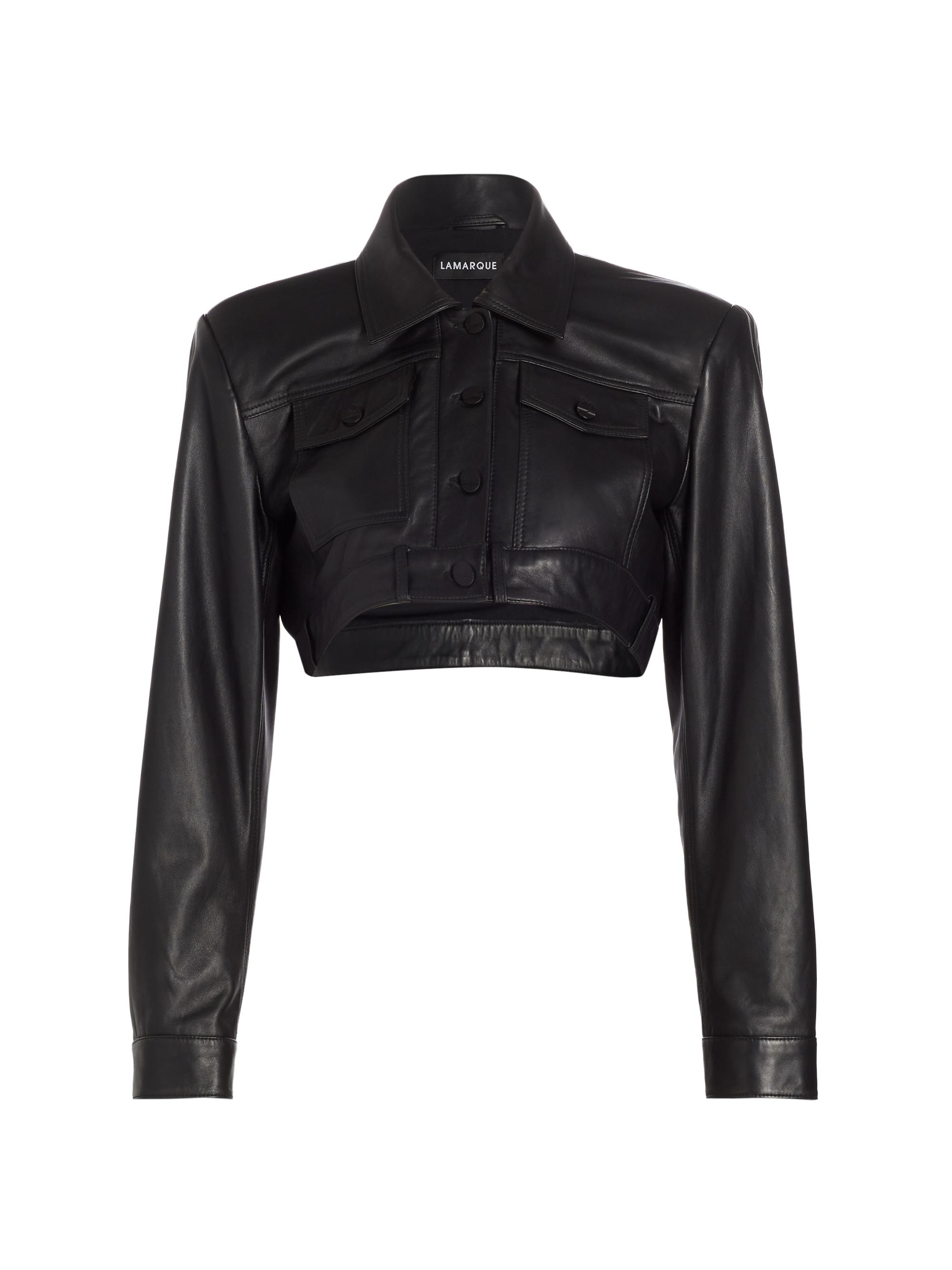 Lamarque Women's Leather Crop Jacket - Black