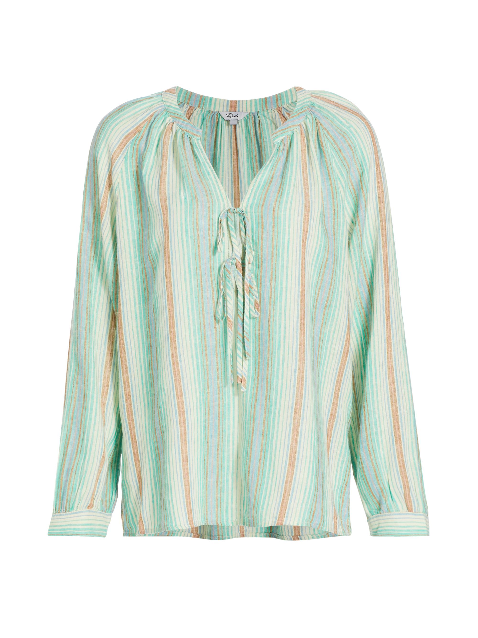 Rails Women's Striped Linen-Blend Blouse - Seaview Stripe