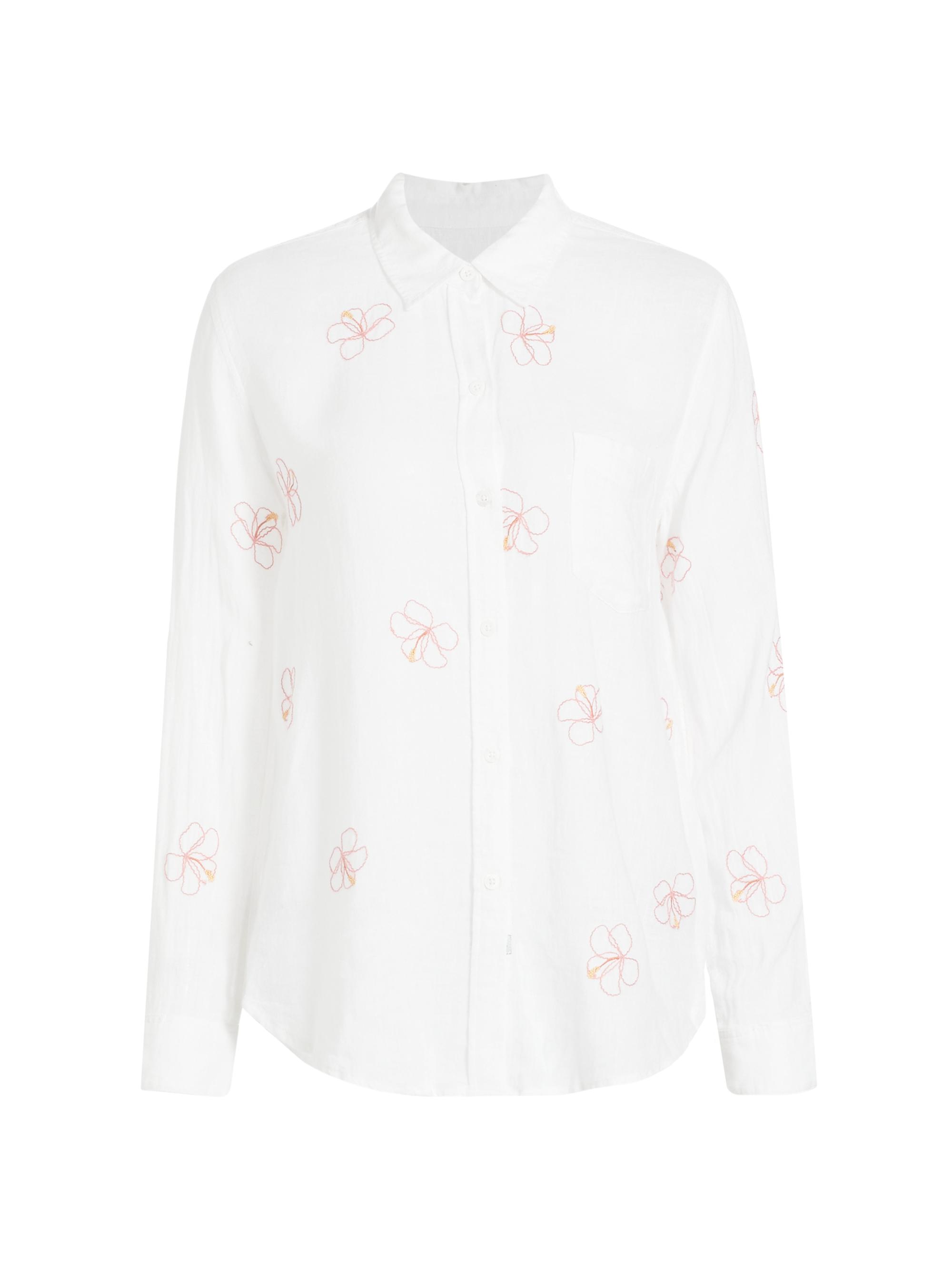 Rails Women's Charli Hibiscus Linen-Blend Shirt - Hibiscus Embroidery