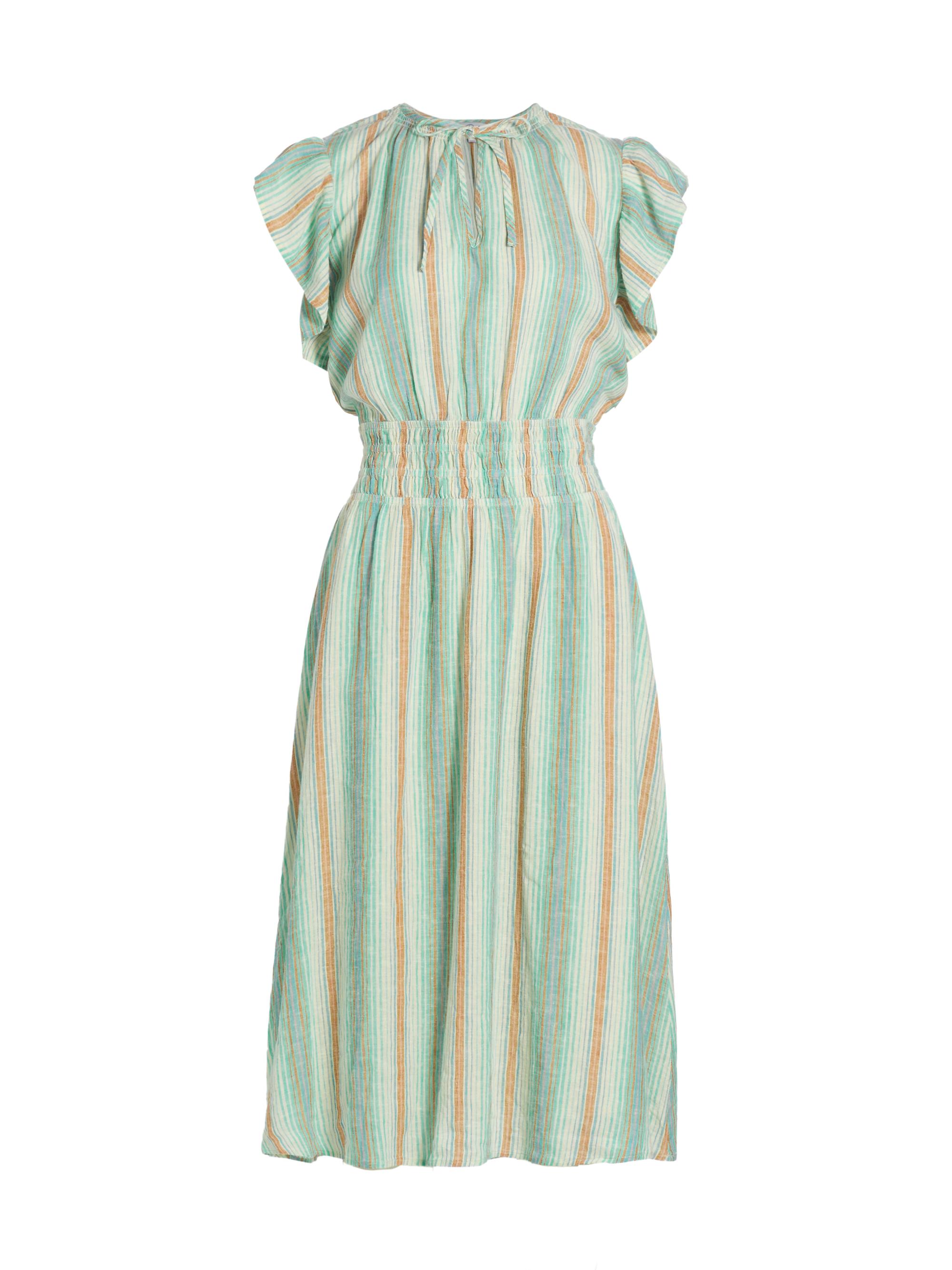 Rails Iona Striped Linen-Blend Midi-Dress Saks Fifth Avenue