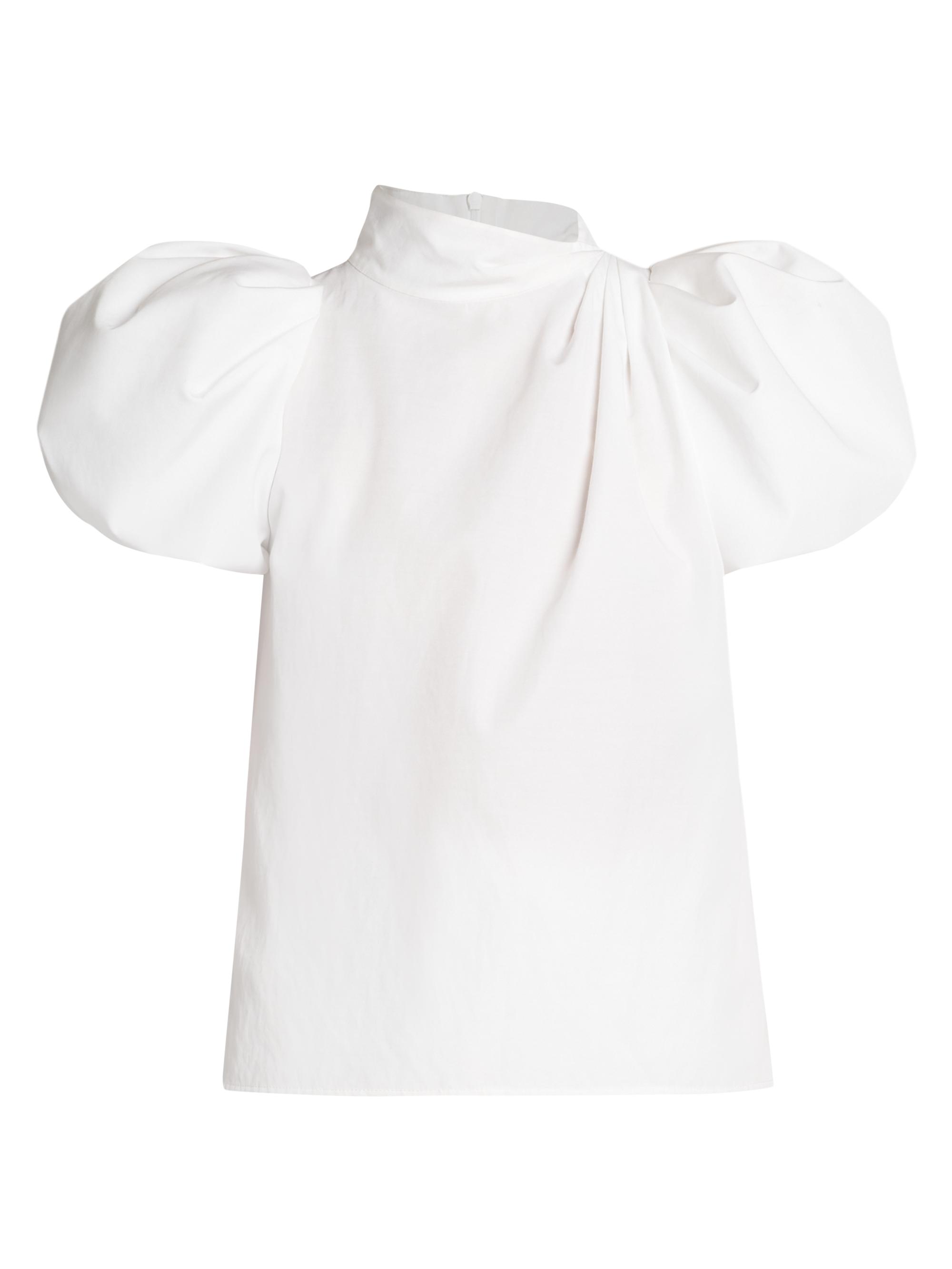 Moschino Women's Cotton-Blend Puff-Sleeve Blouse - White