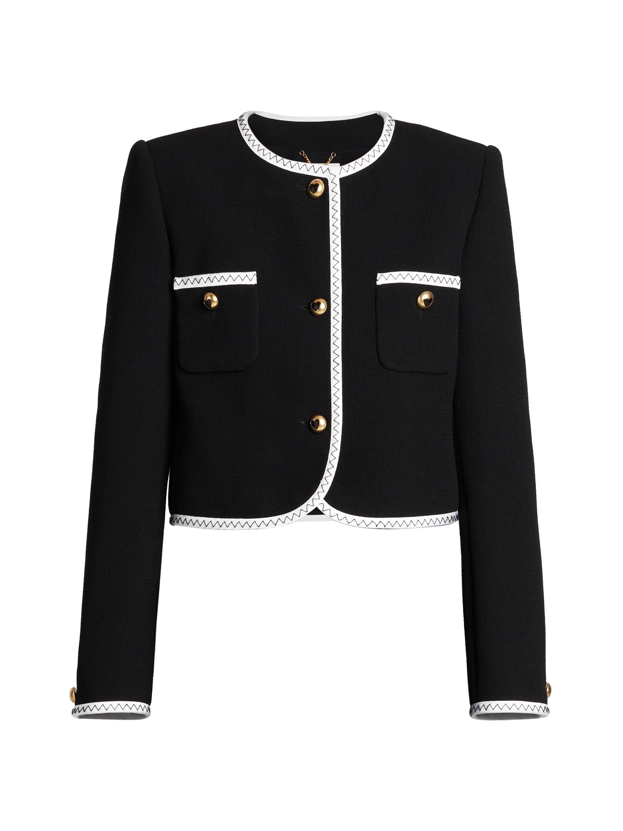 Moschino Women's Wool-Blend Heart-Button Knit Jacket - Black