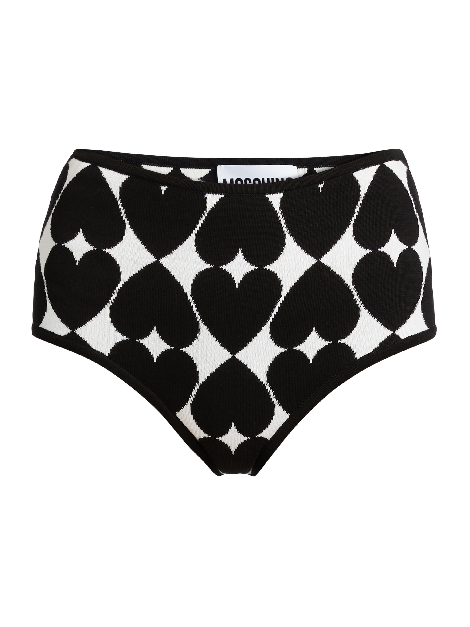 Moschino Women's Optical Heart Cotton Panty - Black Multi