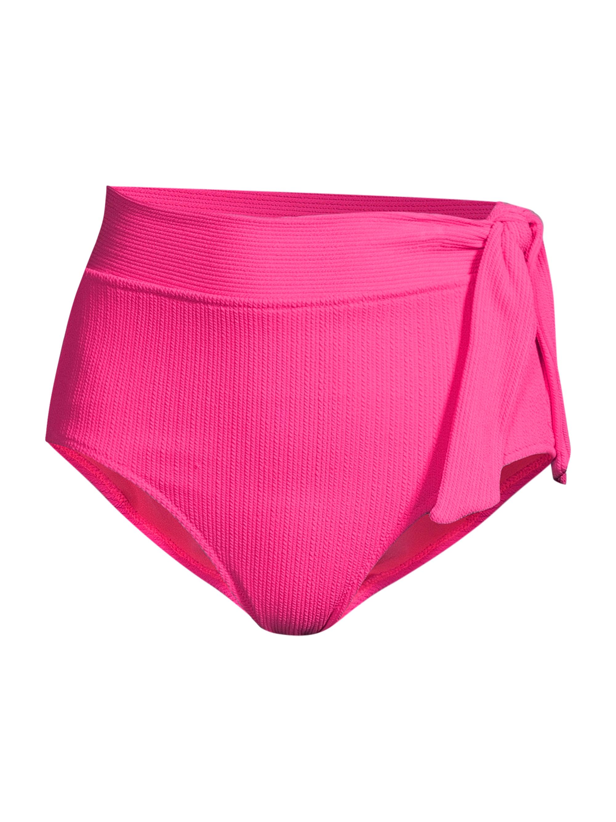 Change of Scenery Women's Knotted High-Rise Bikini Bottoms - Shocking Pink