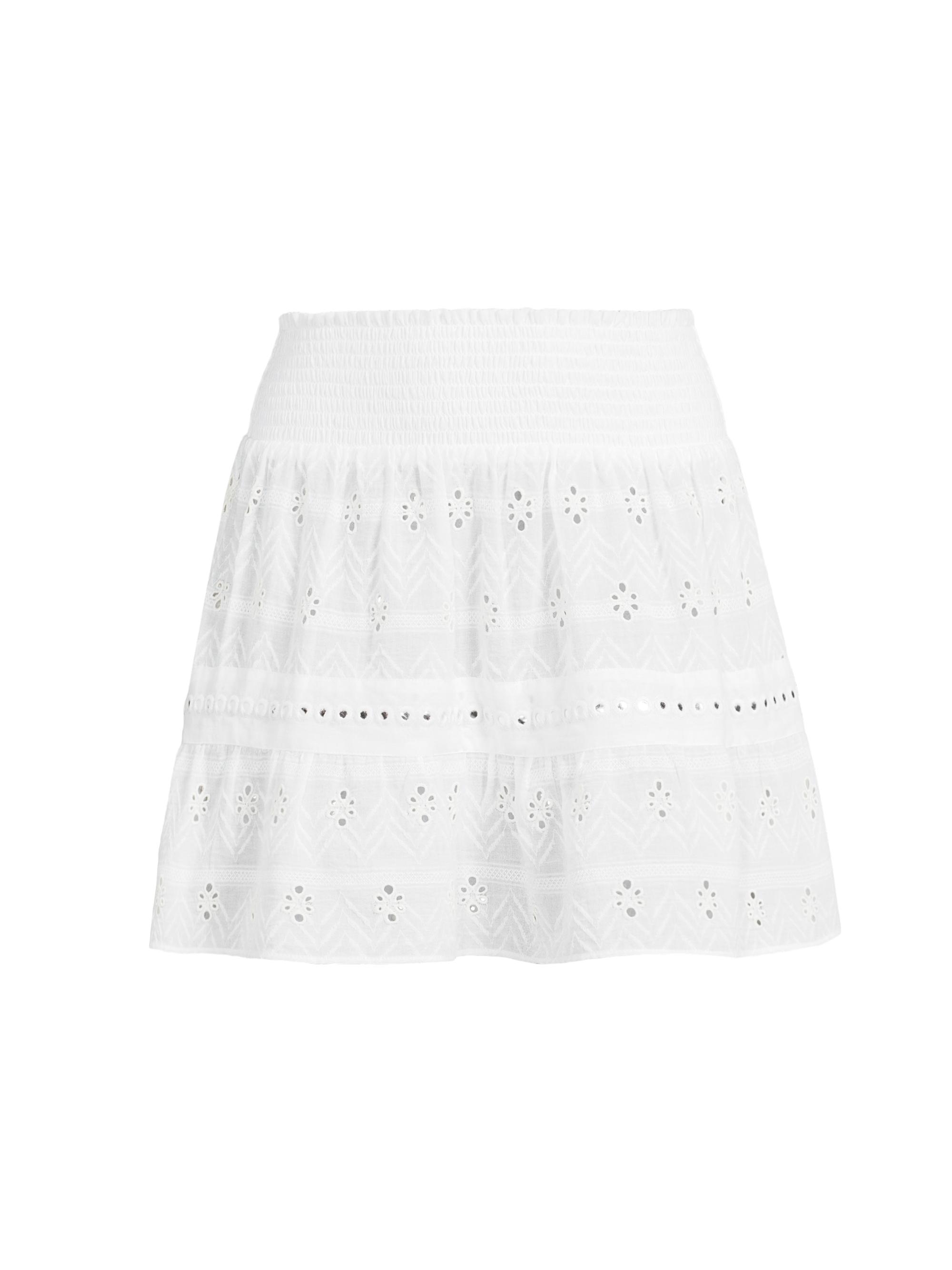 Ramy Brook Women's Annetta Cotton Eyelet Miniskirt - White Sand Combo