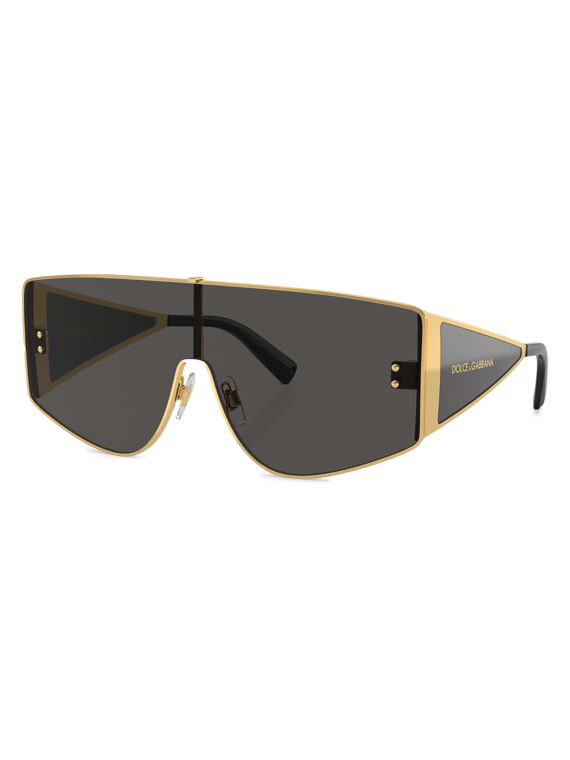 Dolce & Gabbana Men's Shield Sunglasses - Gold Dark Grey