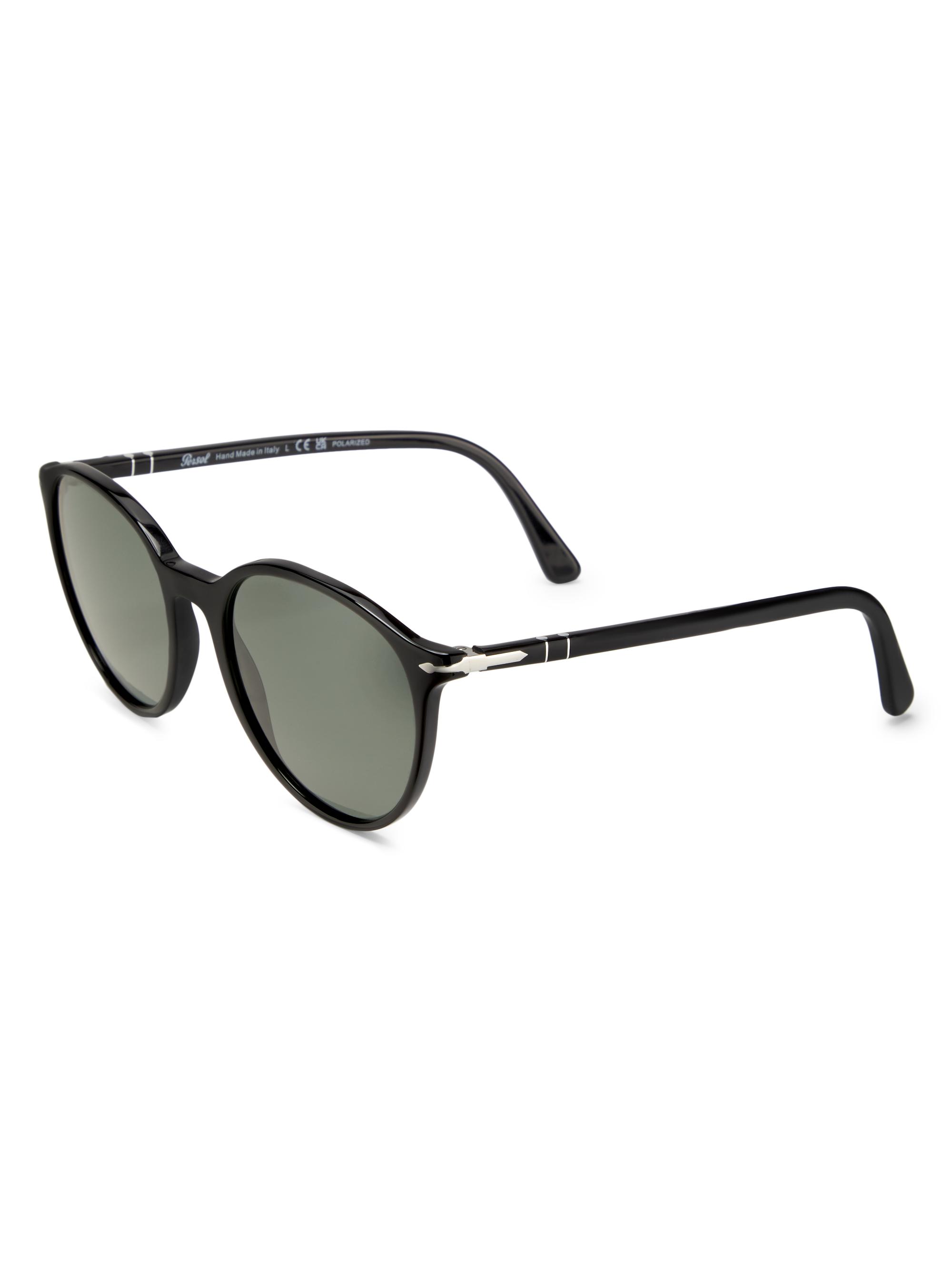 Persol Men's 56MM Round Sunglasses - Black Dark Green