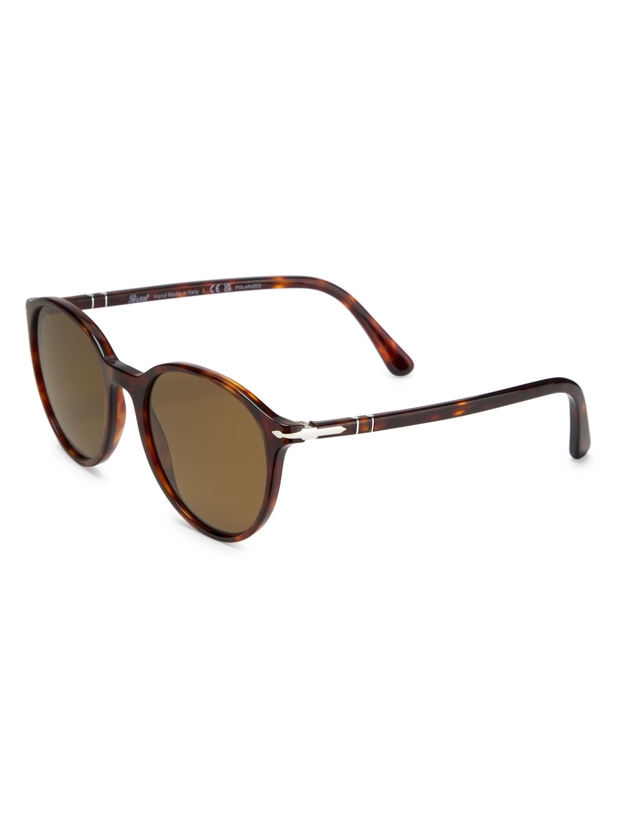 Persol Men's 56MM Round Sunglasses - Havana Brown