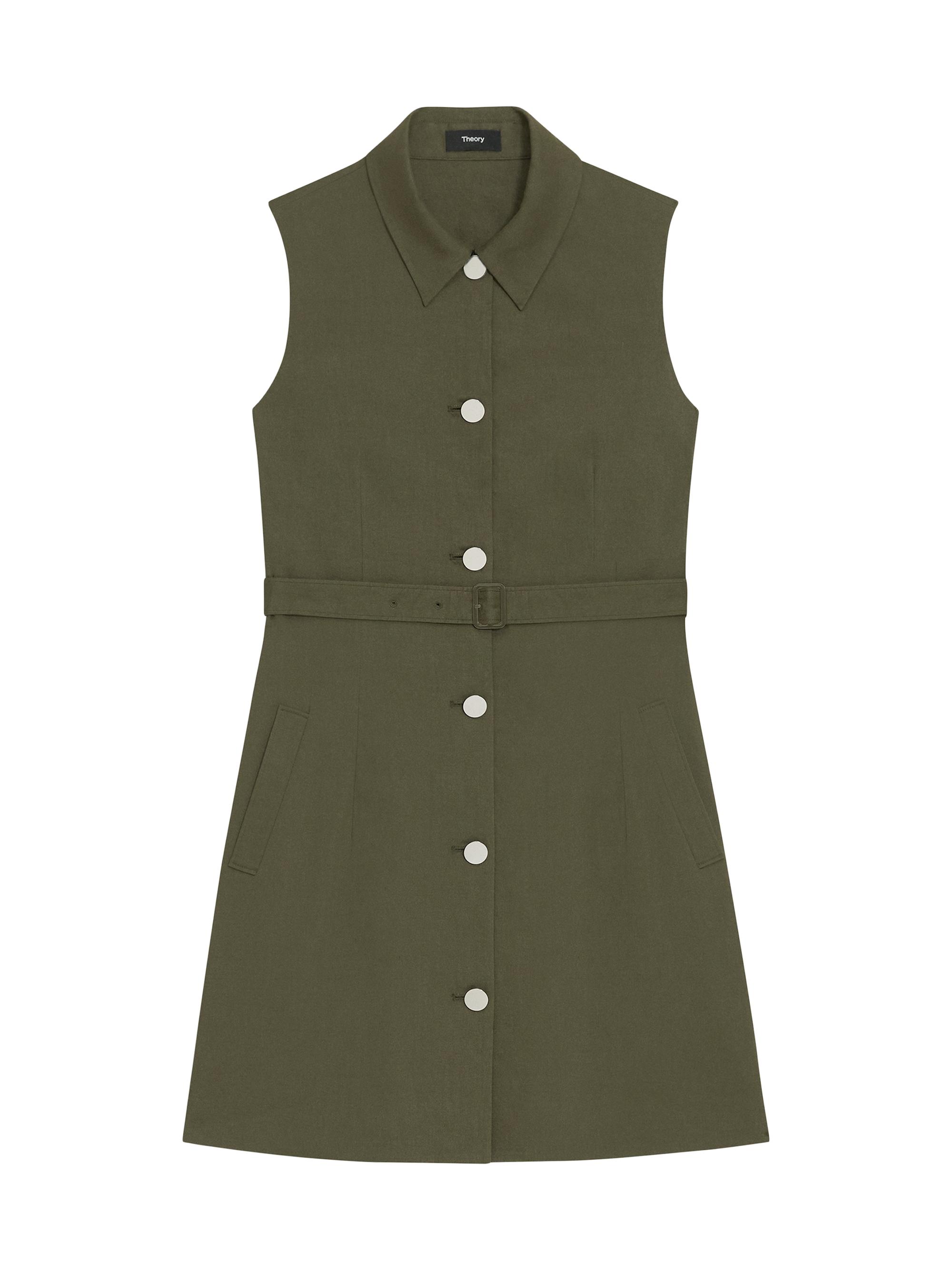 Theory Women's Linen-Blend Military Minidress - Dark Olive
