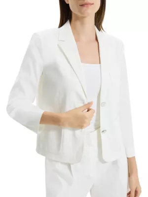 Shop Theory Linen-Blend Shrunken Blazer | Saks Fifth Avenue