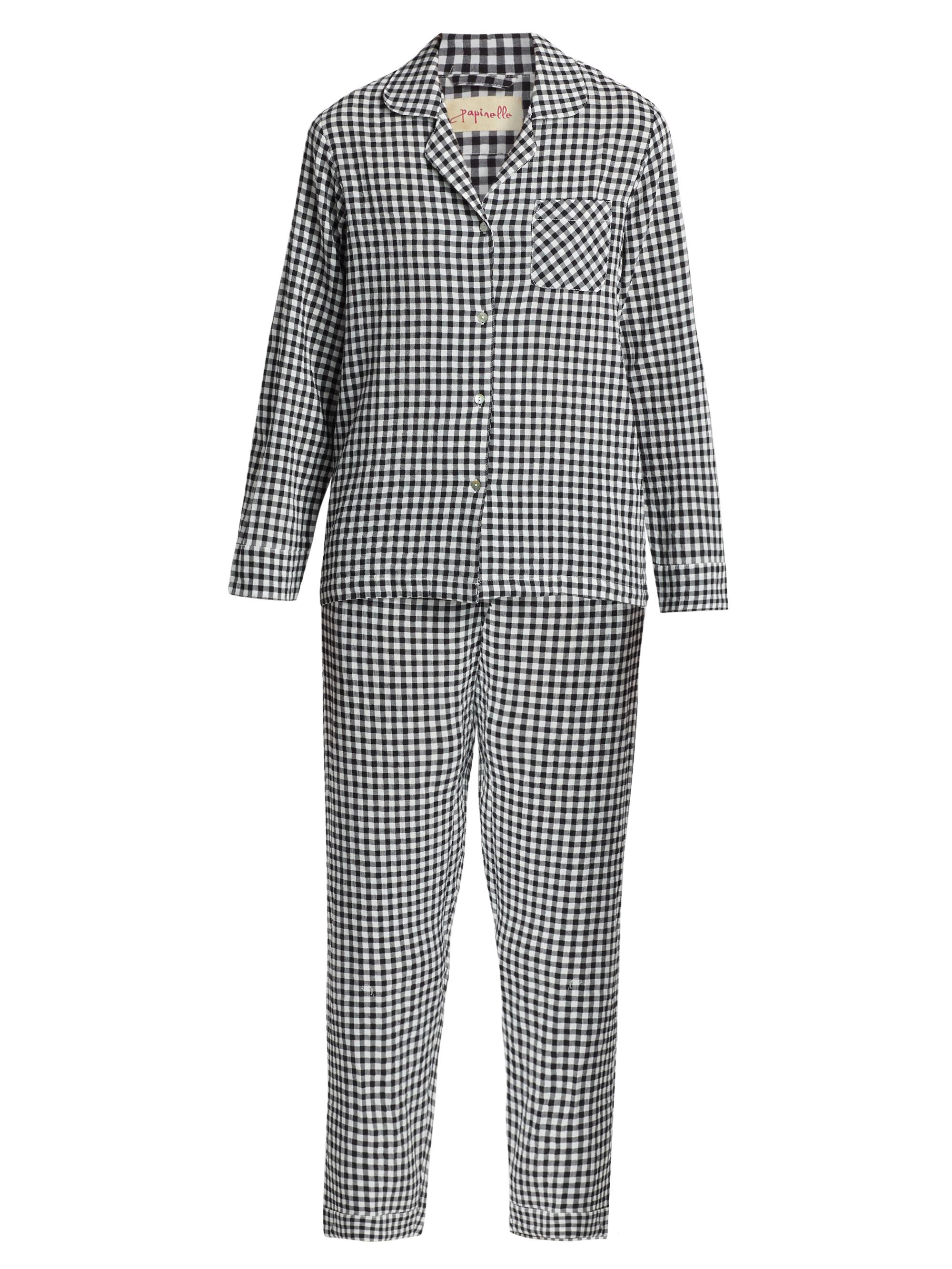 Papinelle Women's 2-Piece Gingham Pajama Set - Black