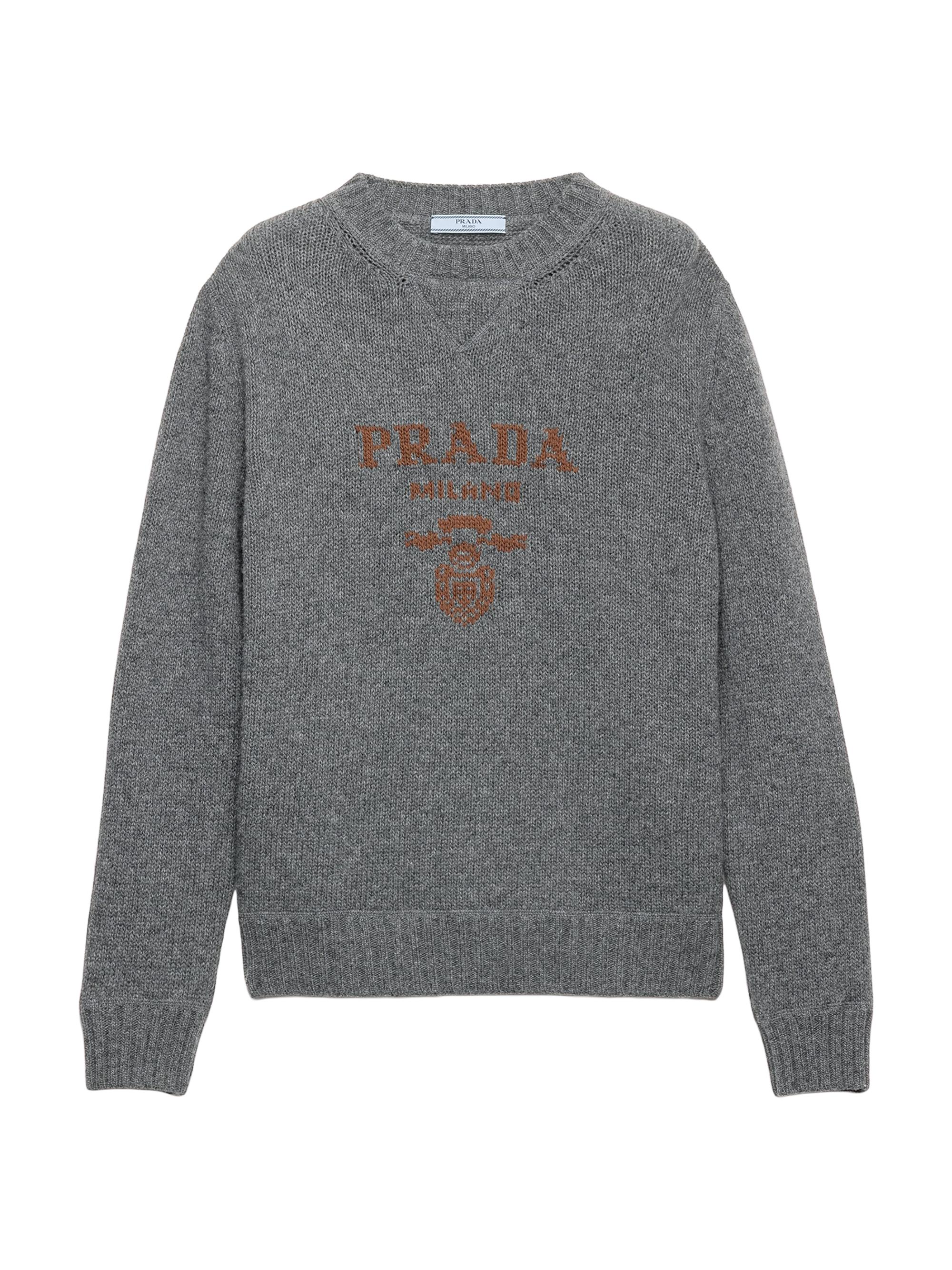 Prada Women's Cashmere and Wool Crew-Neck Sweater - Dark Grey