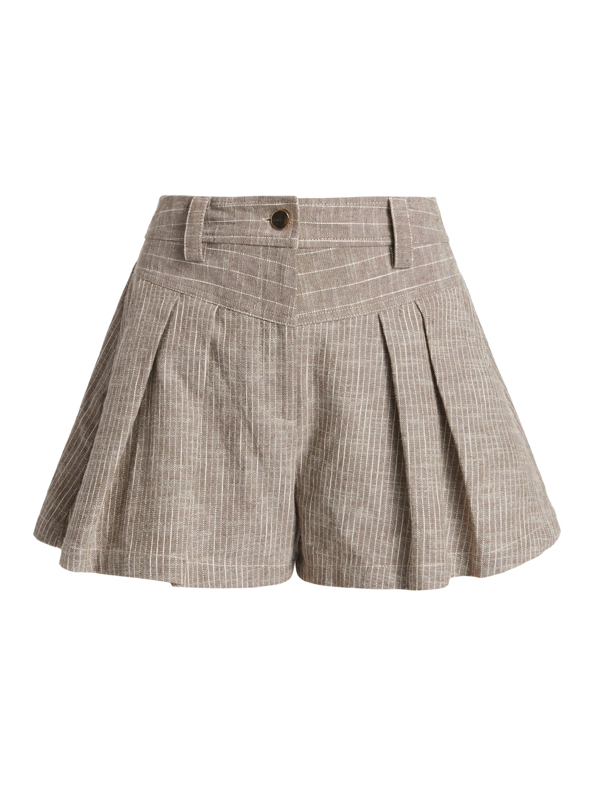 Ramy Brook Women's Billie Pinstriped Pleated Shorts - Sandstone Cotton Stripe