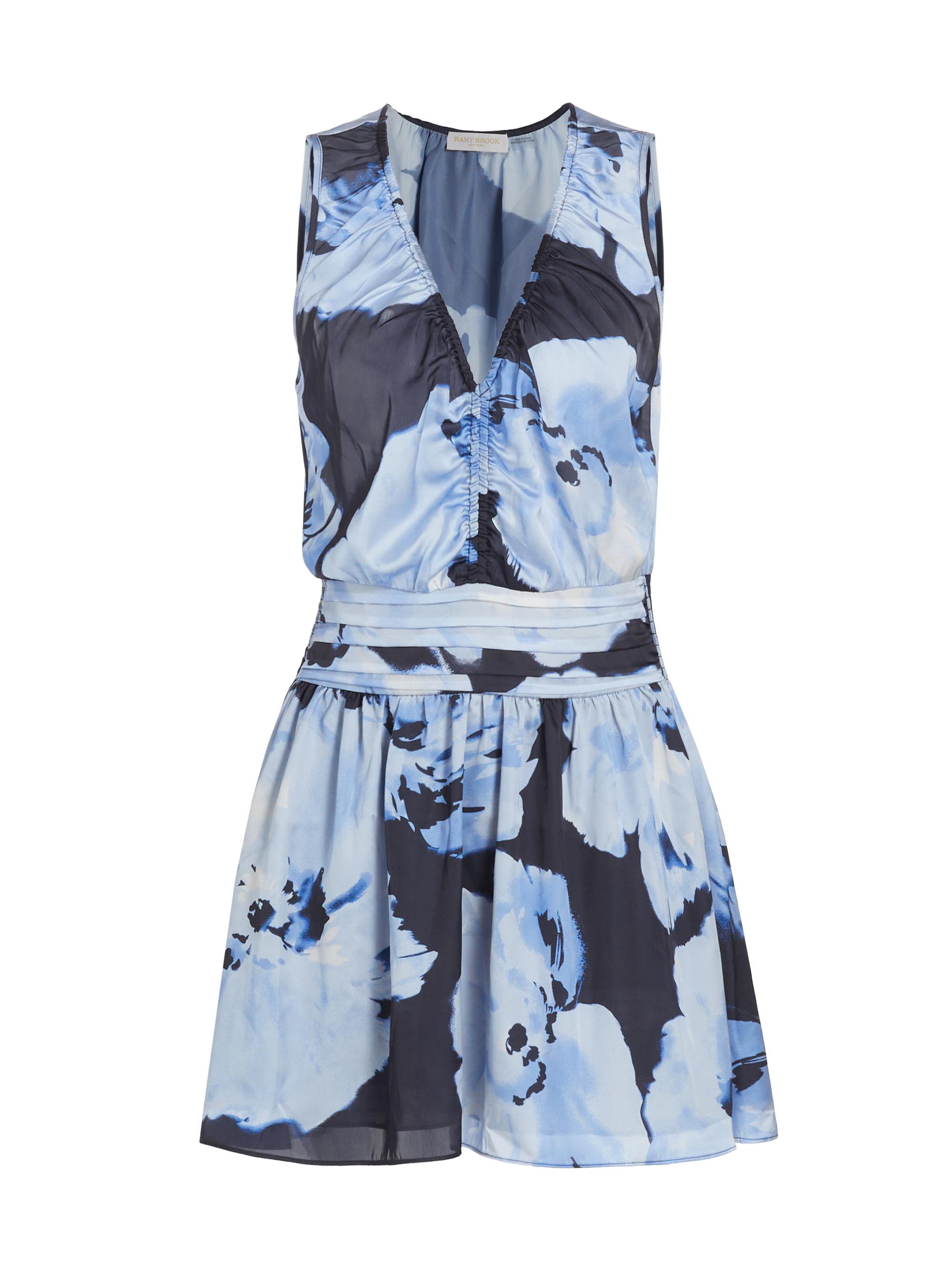 Ramy Brook Women's Ashlynn Floral V-Neck Minidress - Spring Navy Watercolor Bloom