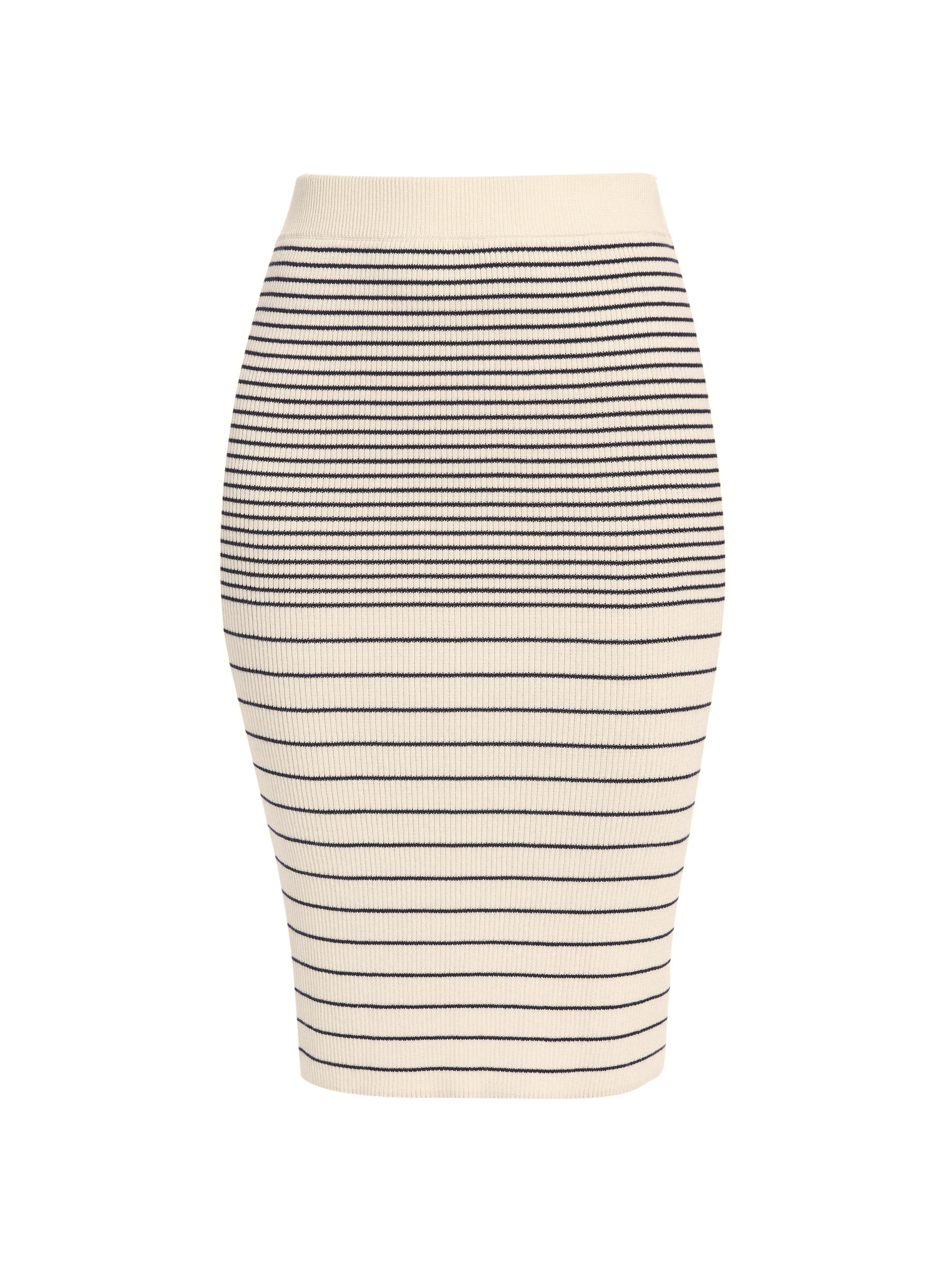 ATM Anthony Thomas Melillo Women's Striped Rib Cotton & Silk Midi-Skirt - Chalk Ink