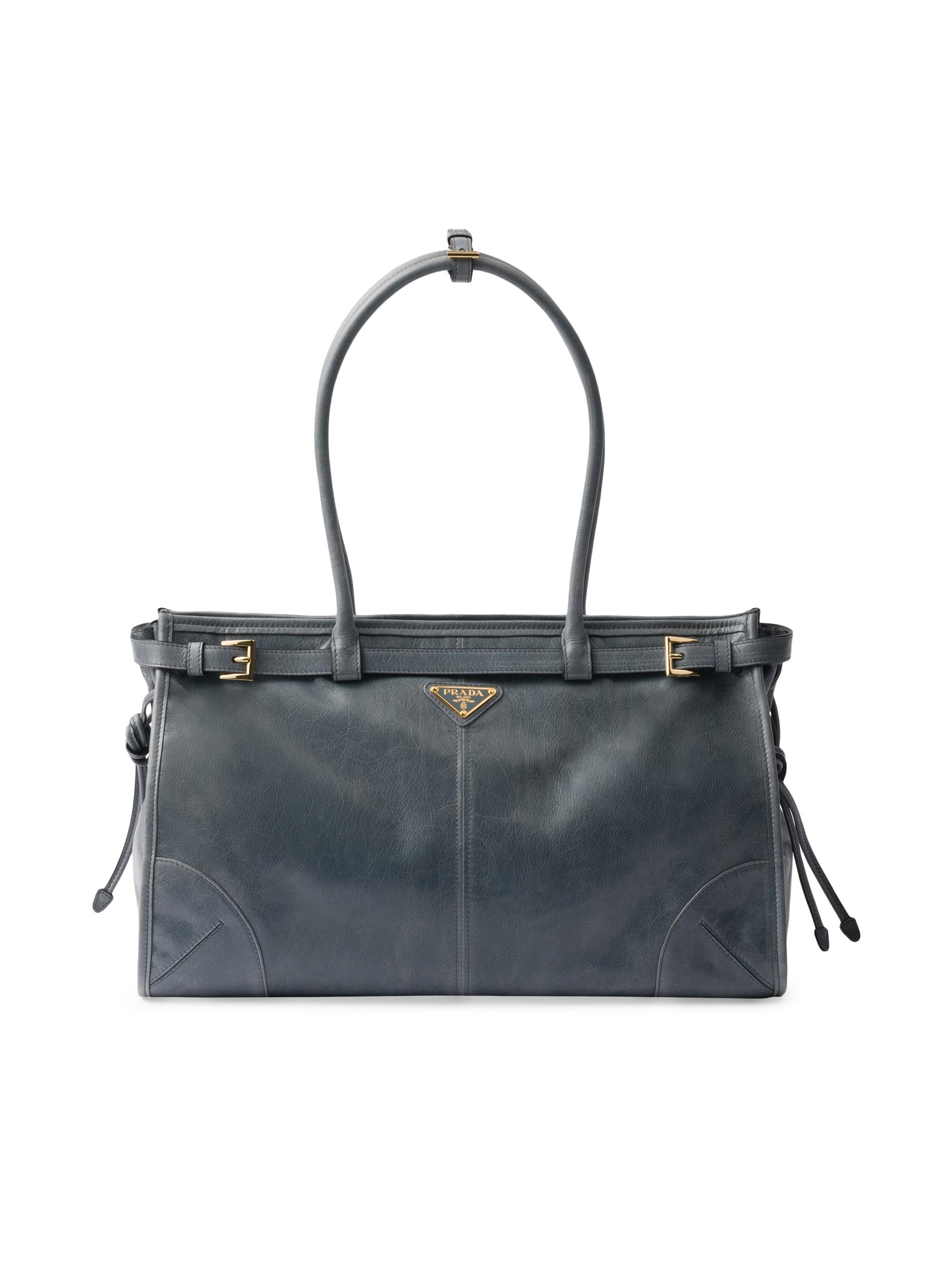 Prada Women's Bonnie  Leather Top Handle Bag - Blue