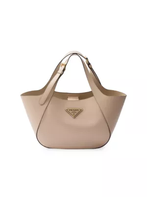 Prada large belted leather handbag - Brown