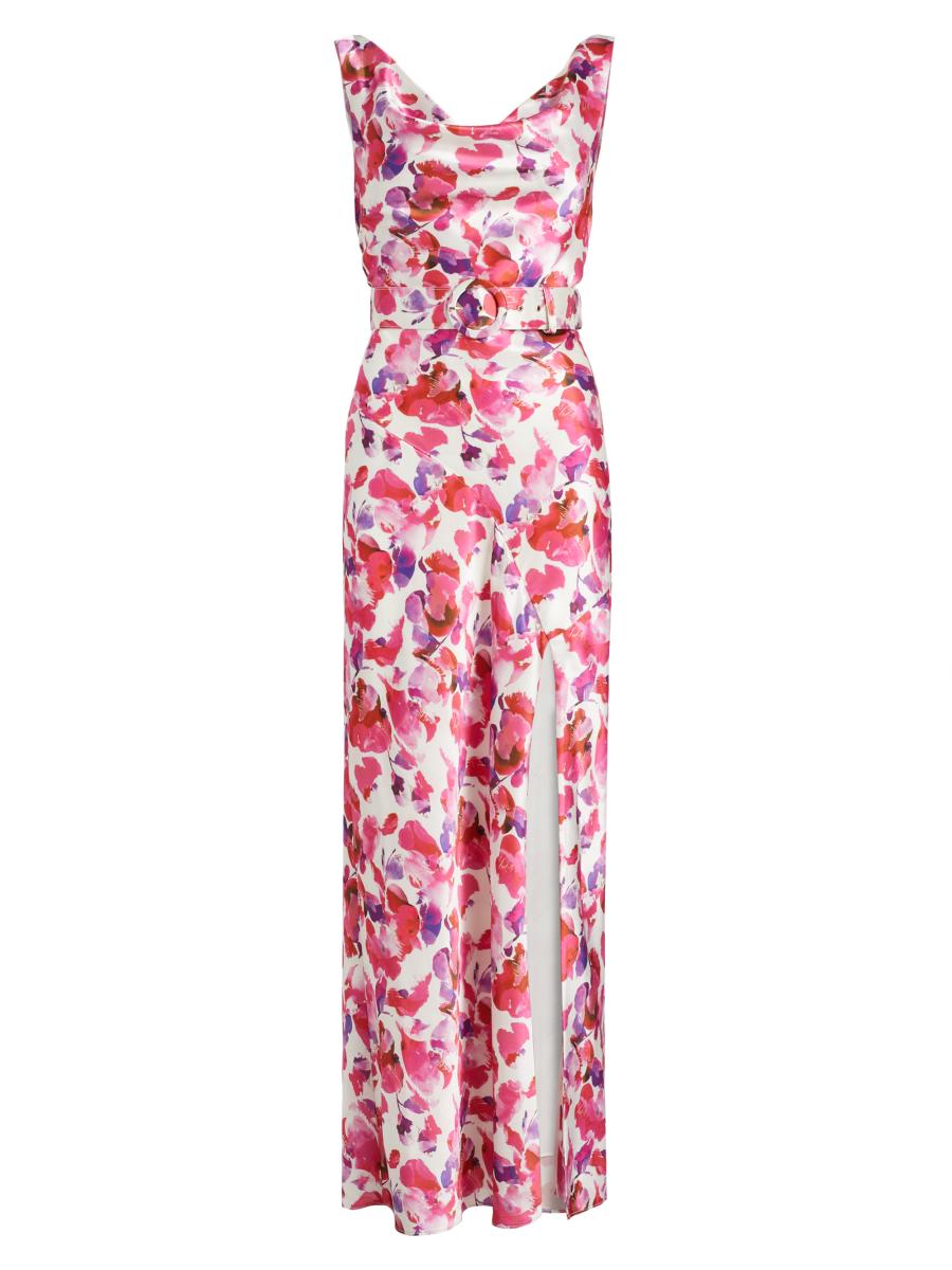Nicholas the Label Bette Watercolor Petal Cowl Midi-Dress