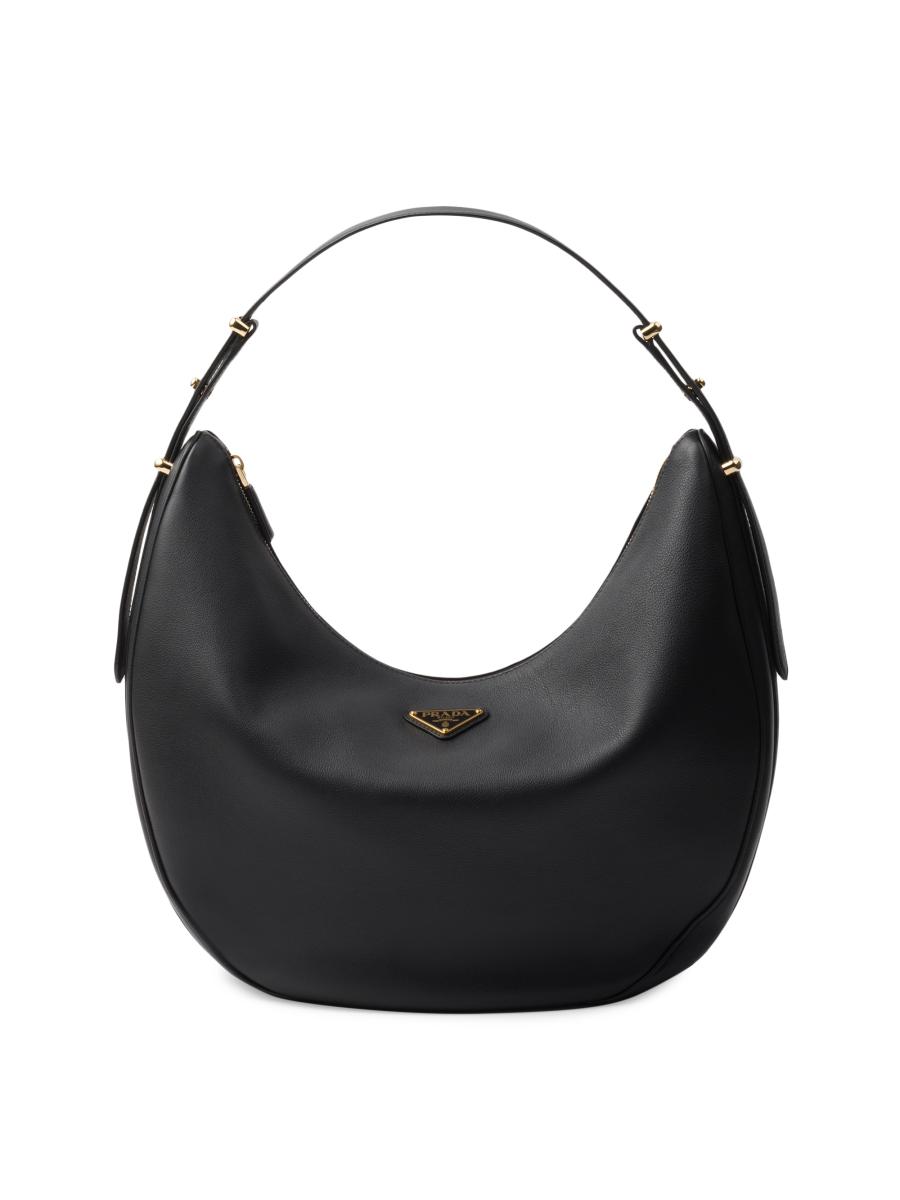 トートバッグ PRADA Black leather big ArquA handbag Arque Large leather shoulder bag in black - Prada | Mytheresa