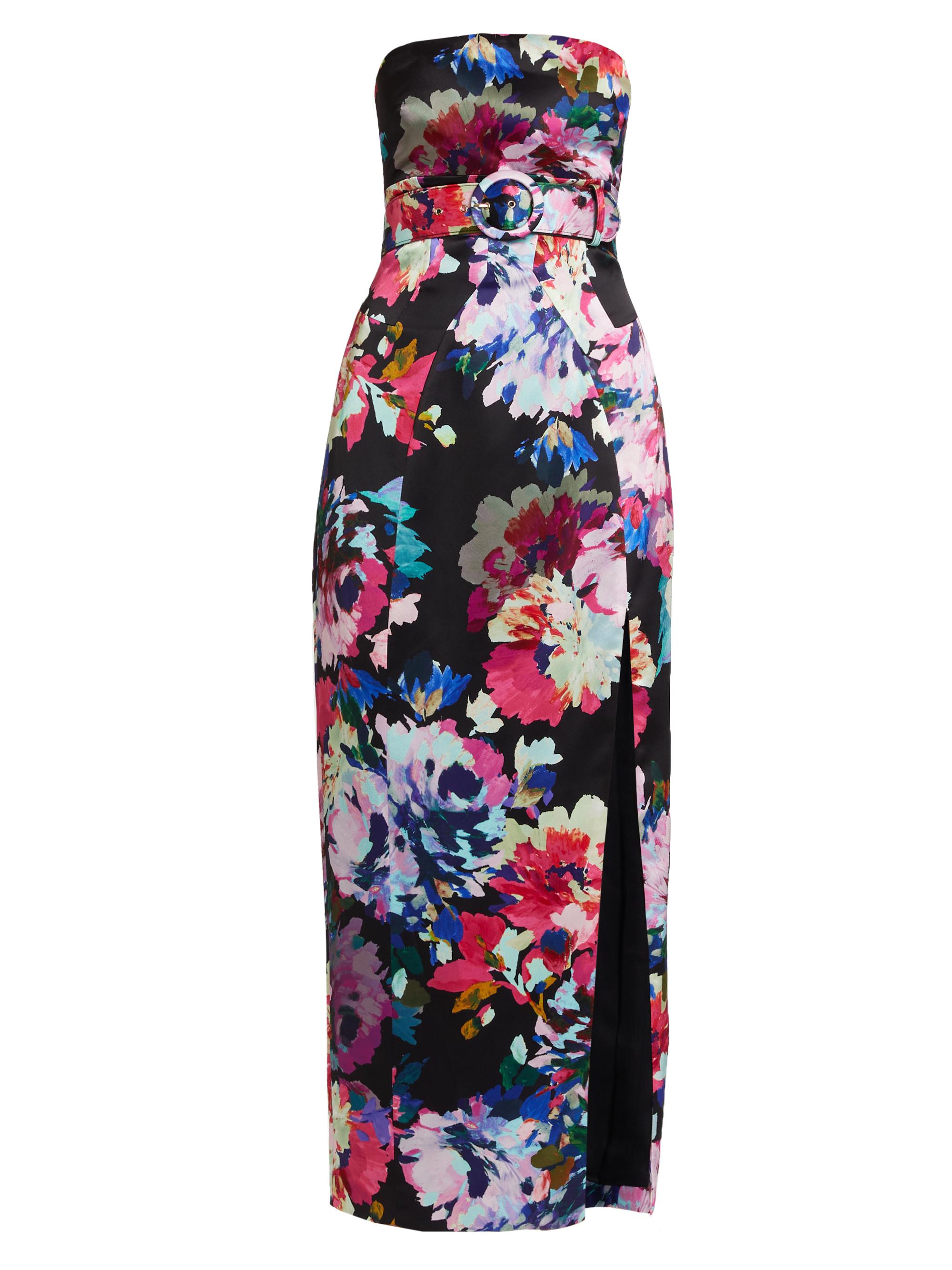 Nicholas the Label Women's Anja Floral Strapless Belted Midi-Dress - Modernist Rose Print Black