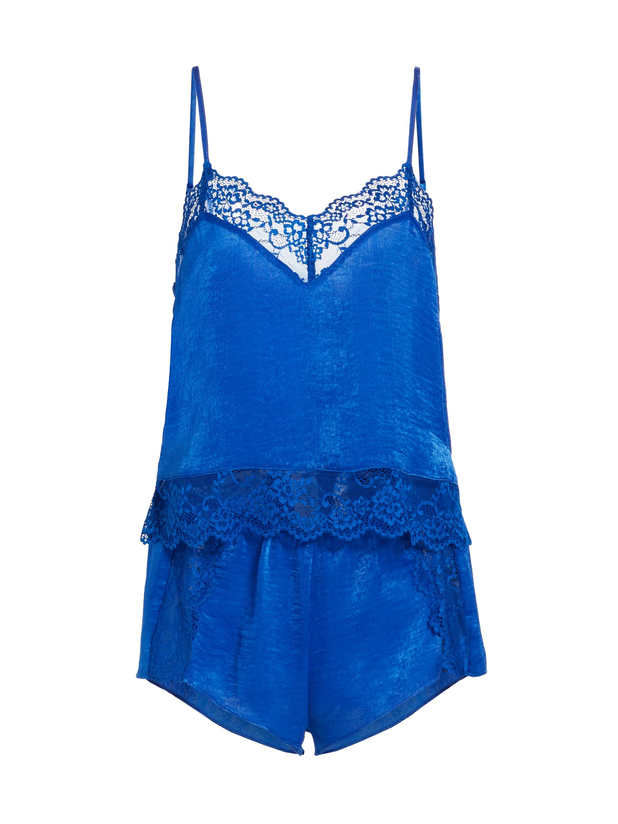 In Bloom Women's Moulin Rouge Satin Short 2-Piece Pajama Set - True Blue
