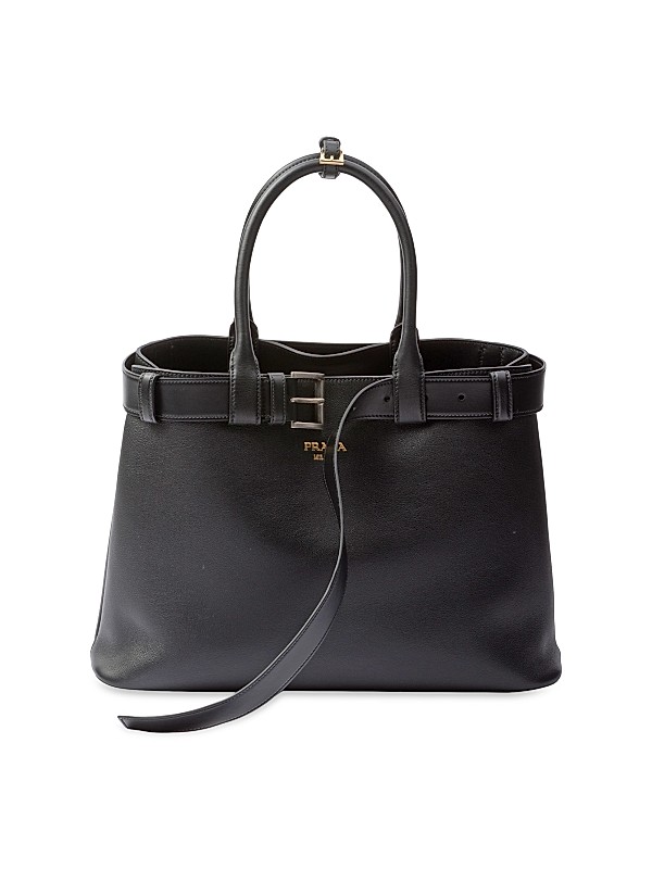 Shop Prada Buckle Large Leather Handbag with Belt | Saks Shop Prada Buckle Large Leather Handbag with Belt | Saks
