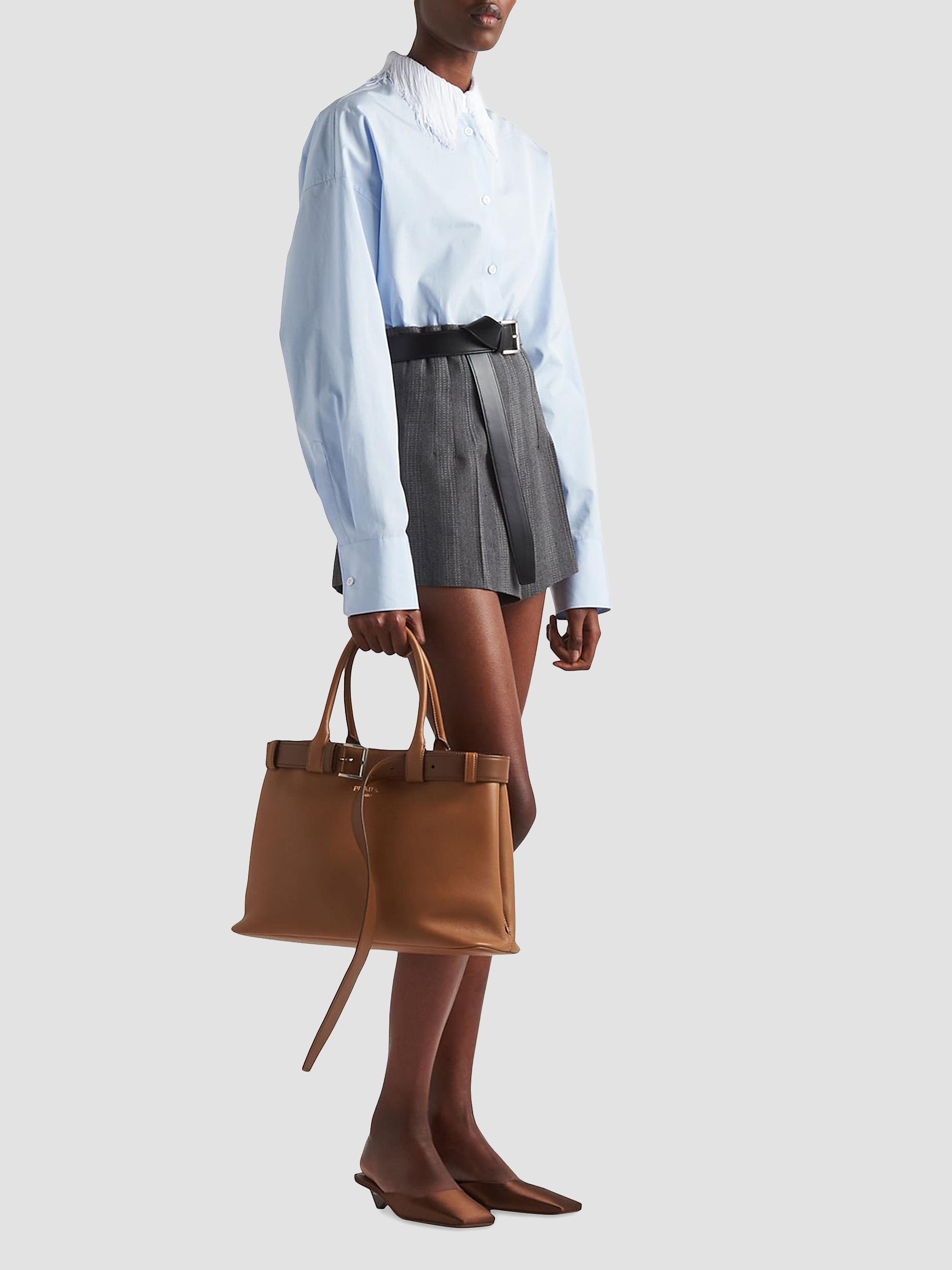 Prada Buckle Large Leather Top Handle Bag with Belt | Saks Fifth