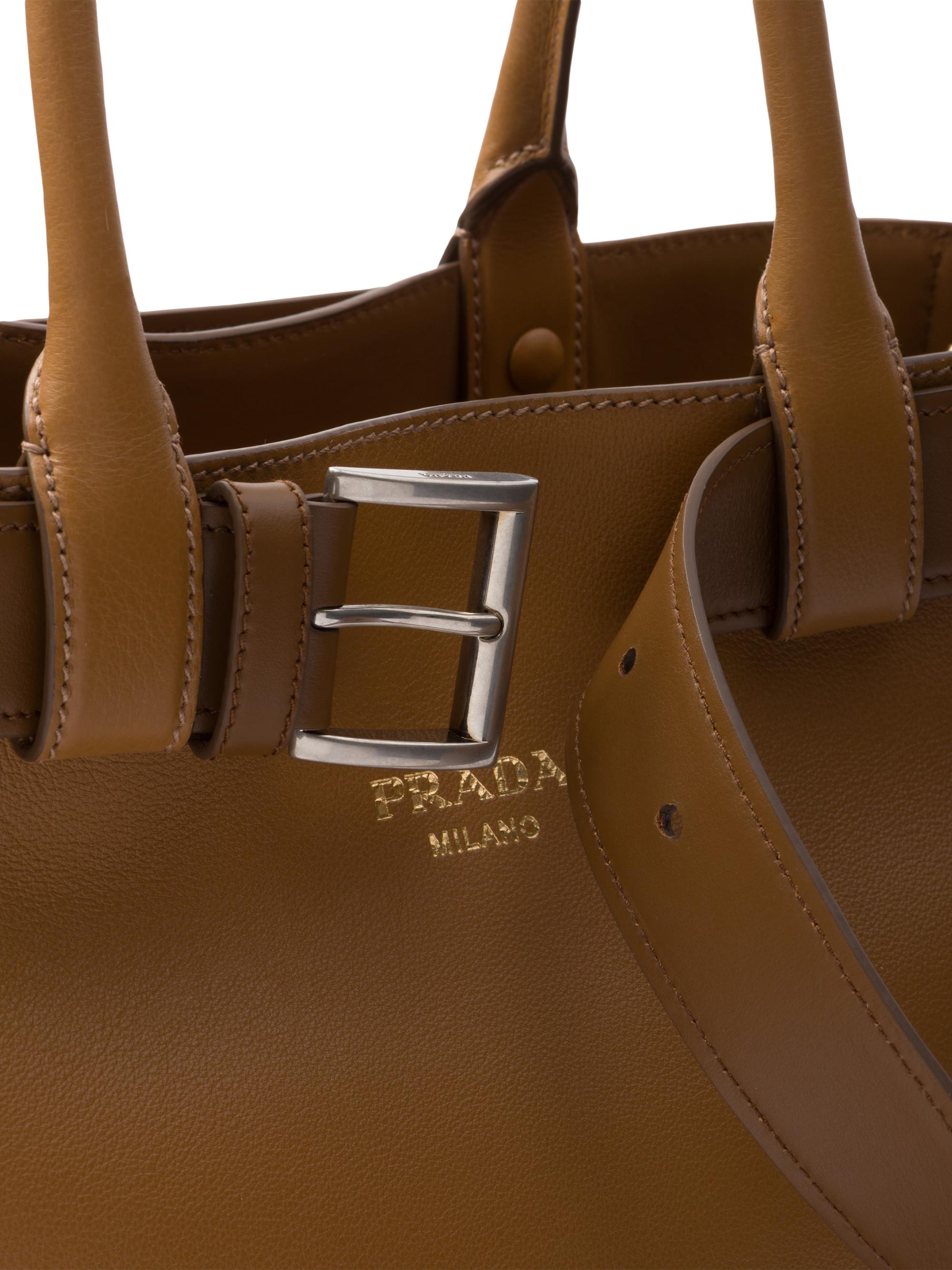 Prada Buckle Large Leather Top Handle Bag with Belt | Saks Fifth