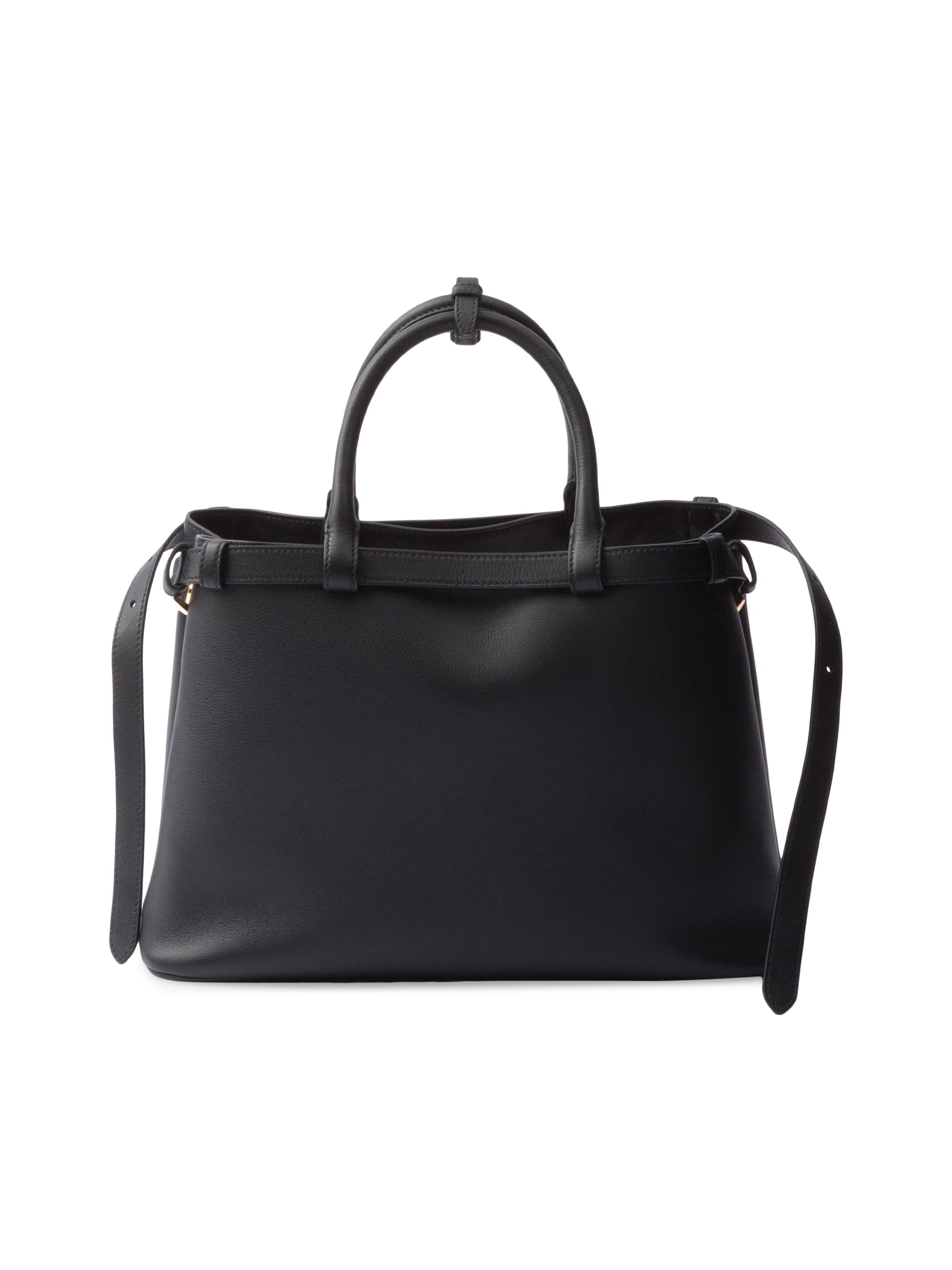 Prada Buckle Medium Leather Top Handle Bag with Double Belt