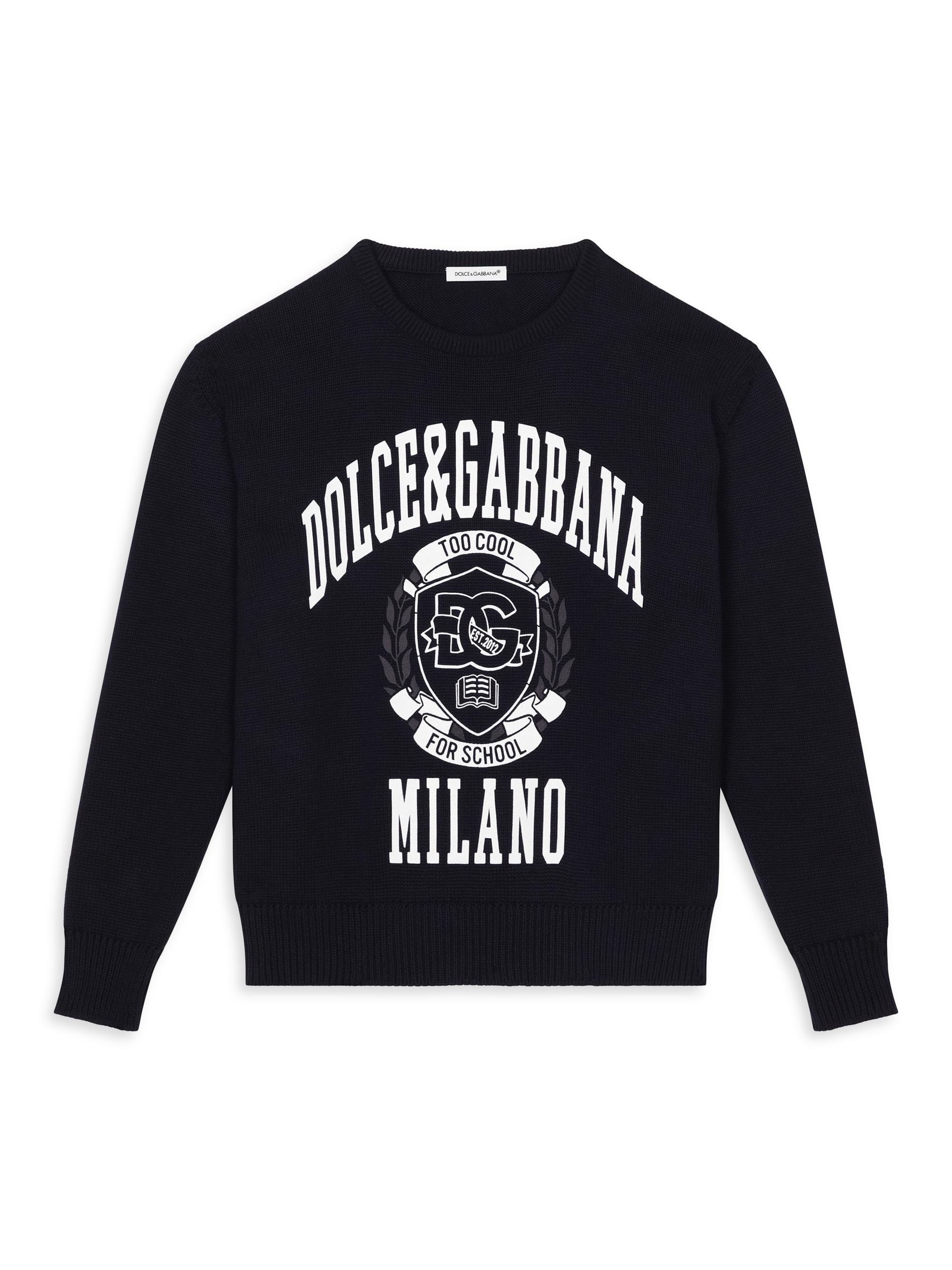 Dolce & Gabbana Little Boy's & Boy's Logo Varsity Crewneck Sweatshirt - Black